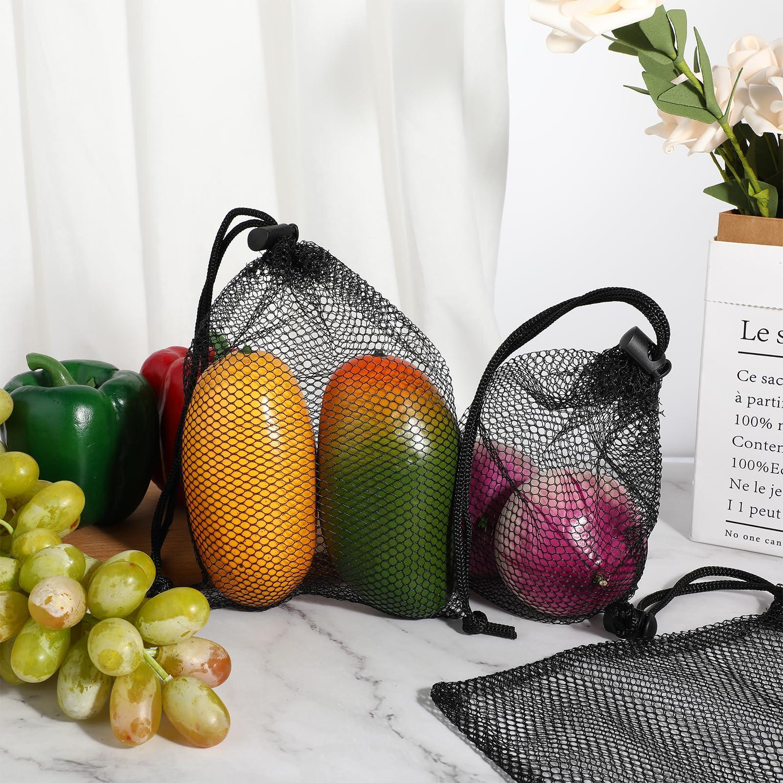 Teaaha 5 Pcs Small Mesh Bags, Small Mesh Drawstring Bag Storage Bag Laundry Mesh Bags for Gifts Scallop Bags Mesh with Cord Lock Closure for Kitchen Jewelry Toys Gifts Wedding (Black,5.9 X 7.8 Inch) (5)