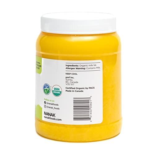 NANAK Nanak Organic Grass-Fed Ghee Clarified Butter - Premium Quality Keto & Paleo Friendly, Non-GMO, Pasture Raised - Lactose, Casein, & Gluten-Free Great Alternative for Butter (56 oz)