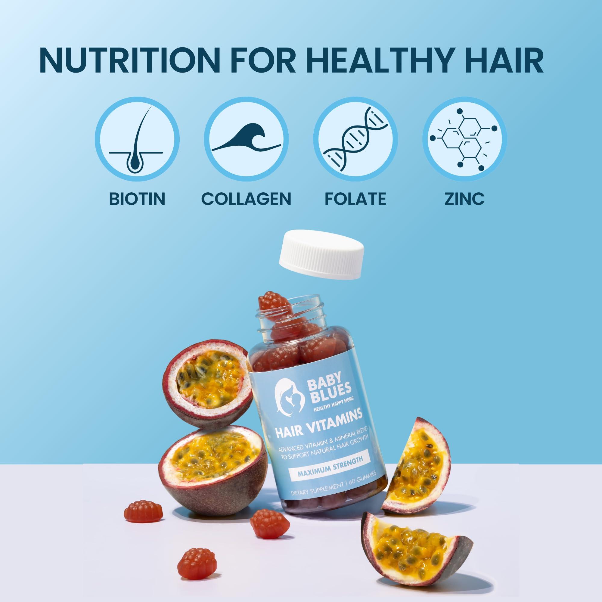 Baby Blues Baby Blues Postpartum Hair Loss Vitamins - Full Hair Cycle Pack - with Biotin, Collagen, & Folate
