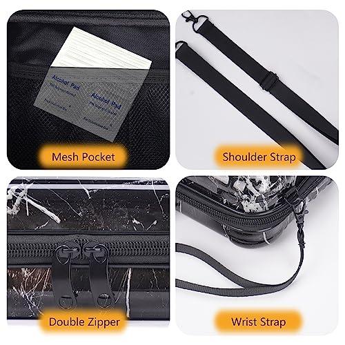 MGZNMTY MGZNMTY Travel Carrying Case for Asthma Inhaler, Inhaler Spacer for Kids and Adults, Masks, Inhaler Holder Bag with Shoulder Crossbody Rope and Mesh Pocket for Medicine (Only Case) (Black Marble)