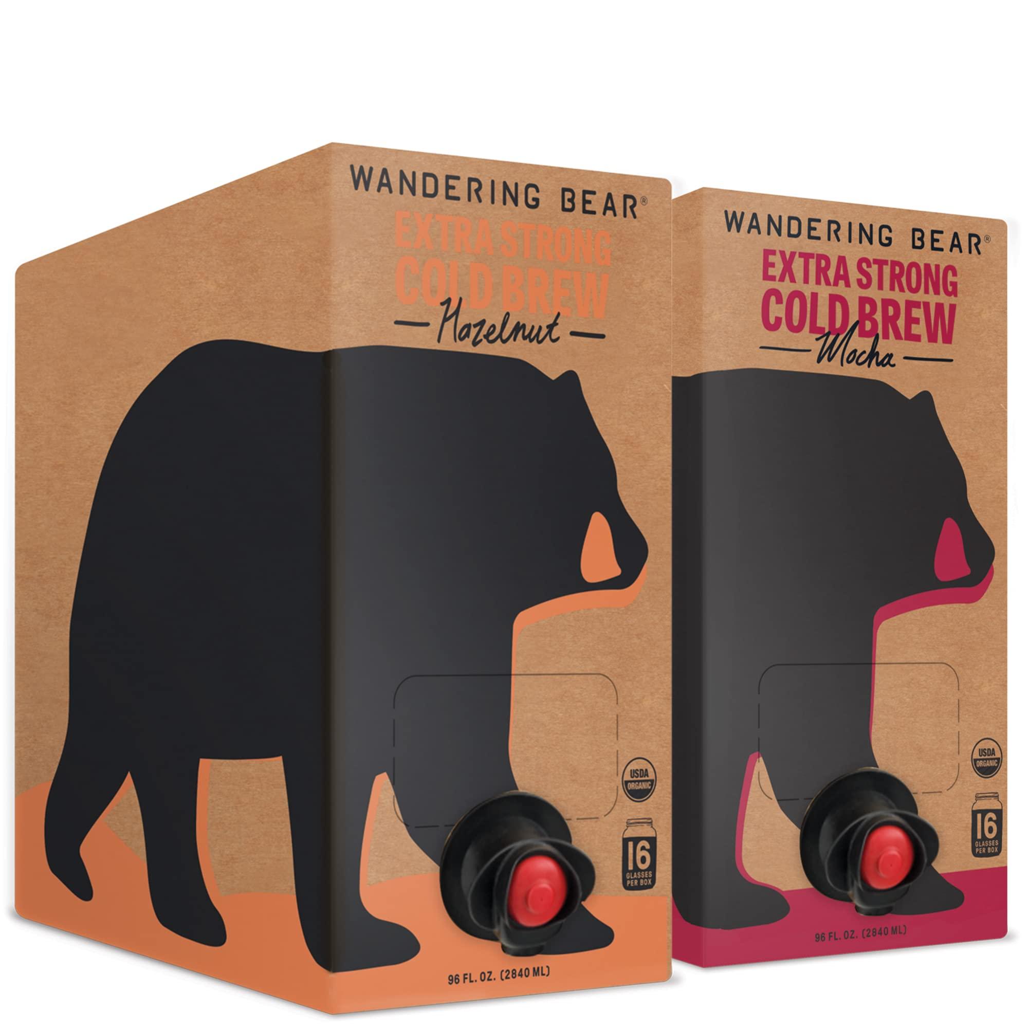 Wandering Bear Wandering Bear Cold Brew Coffee, Hazelnut & Mocha Bundle, 96oz, 2 pack - Organic, Smooth, Shelf-Stable, and Ready to Drink