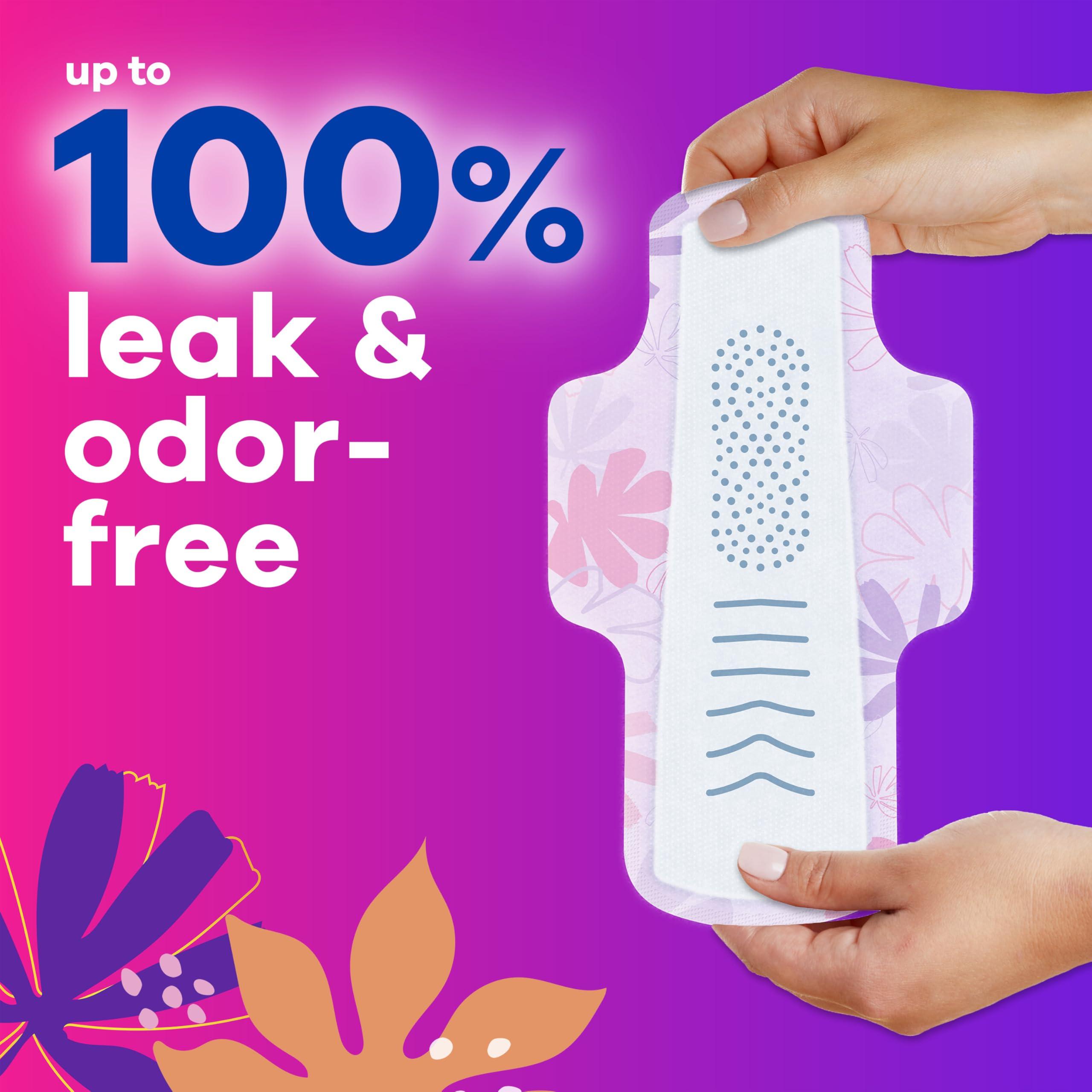 Always Always Radiant Feminine Pads for Women, Size 1 Regular, with Wings, Scented, 42 CT