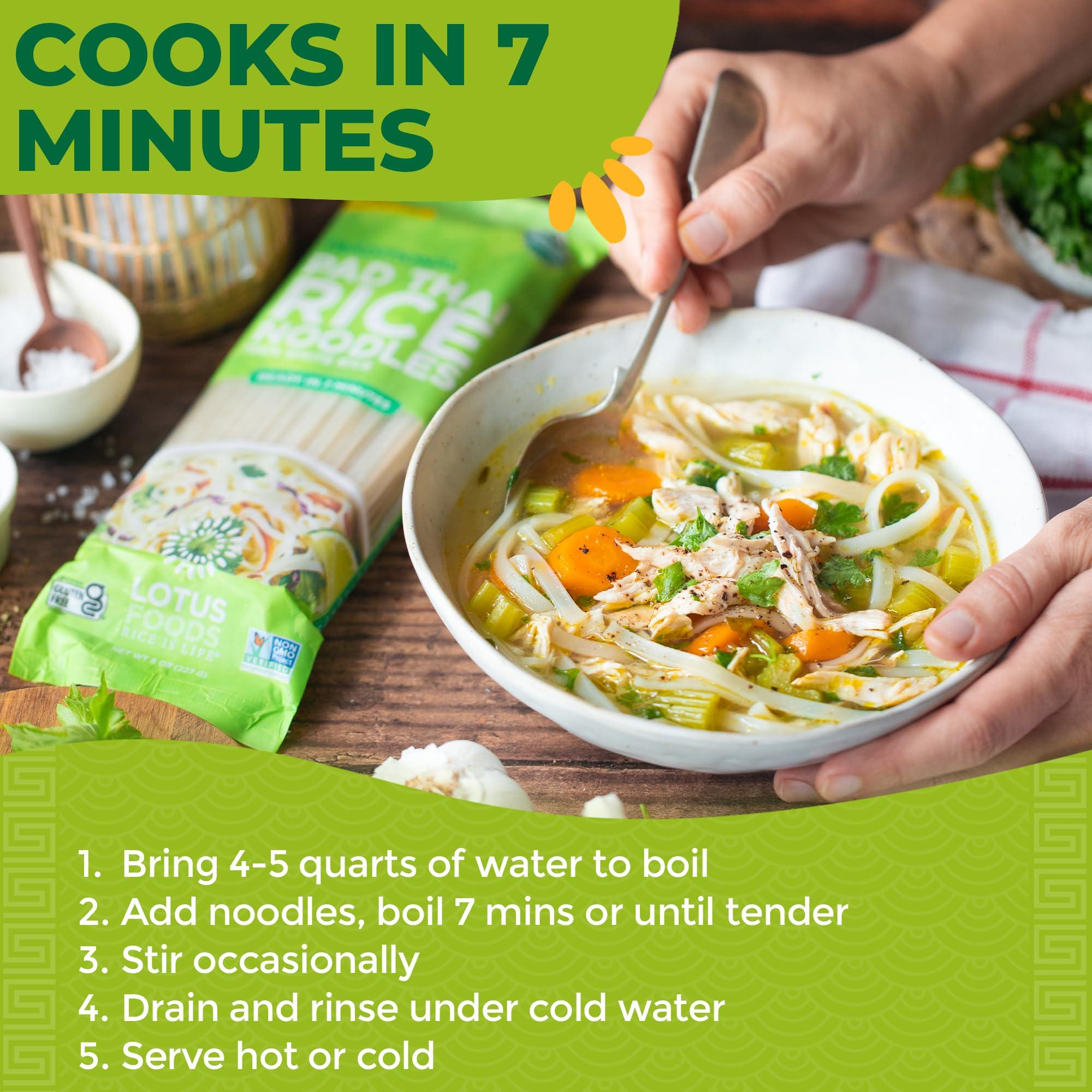 Lotus Foods Lotus Foods Traditional Pad Thai Rice Noodles - Pad Thai Noodles, Asian Noodles, Gluten Free Noodles, Rice Noodles, Whole Grain, Non GMO, USDA Organic - 8 Oz (Pack of 8)