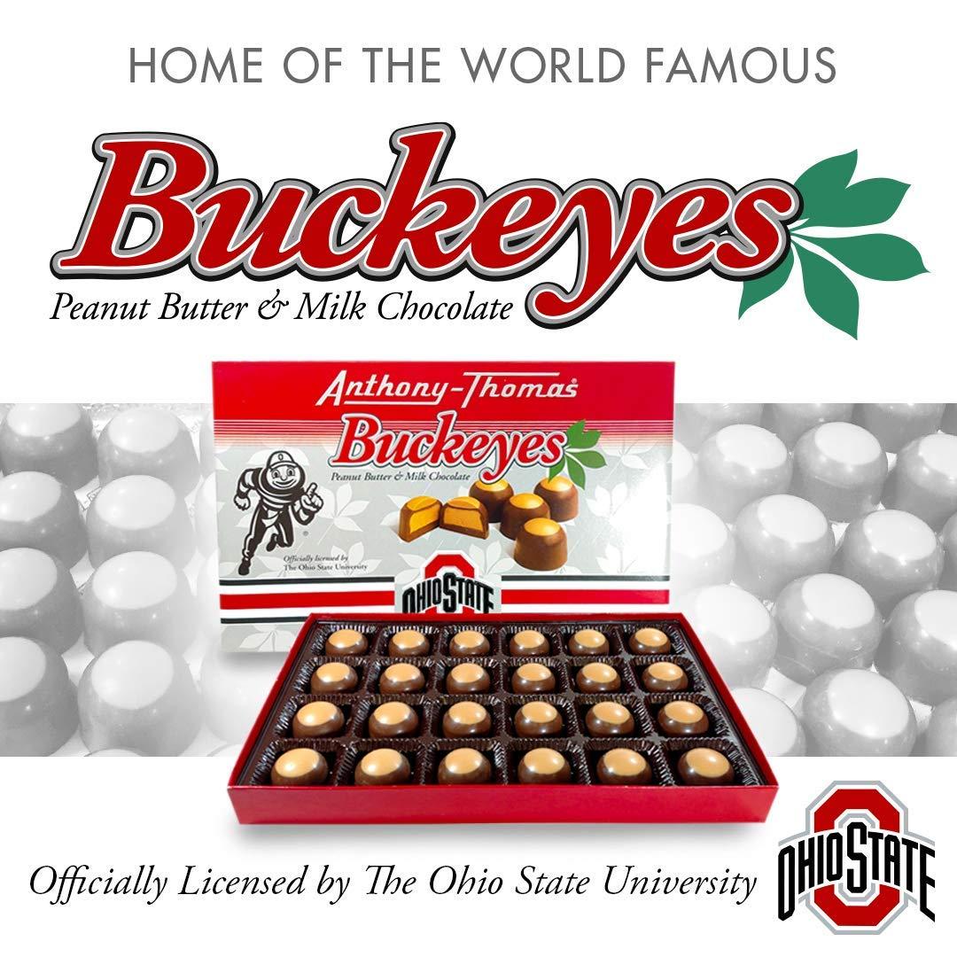 Anthony-Thomas Anthony-Thomas, Peanut Butter & Milk Chocolate Buckeyes in Ohio State Buckeyes Box, Deliciously Delightful Snacks (24 Count)
