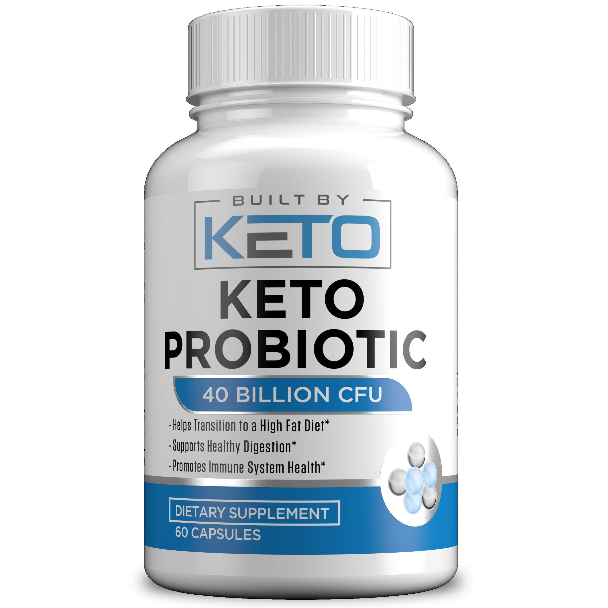Built by Keto Keto Probiotics with Prebiotic - Digestive & Gut Health - Supports Occasional Constipation, Diarrhea, Gas & Bloating - Probiotics for Women & Men - Ketogenic Diet Probiotic - 60 Capsules