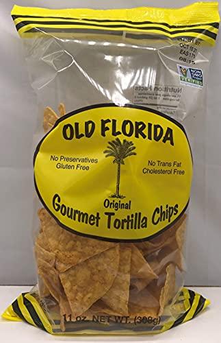 Old Florida Gourmet Products, Inc Old Florida Gourmet Original Tortilla Chips 11 oz, - PACK OF FOUR (4) - World Famous Gluten Free Non-GMO Thin And Crispy Tortillas - Authentic South Florida Snack, Yellow