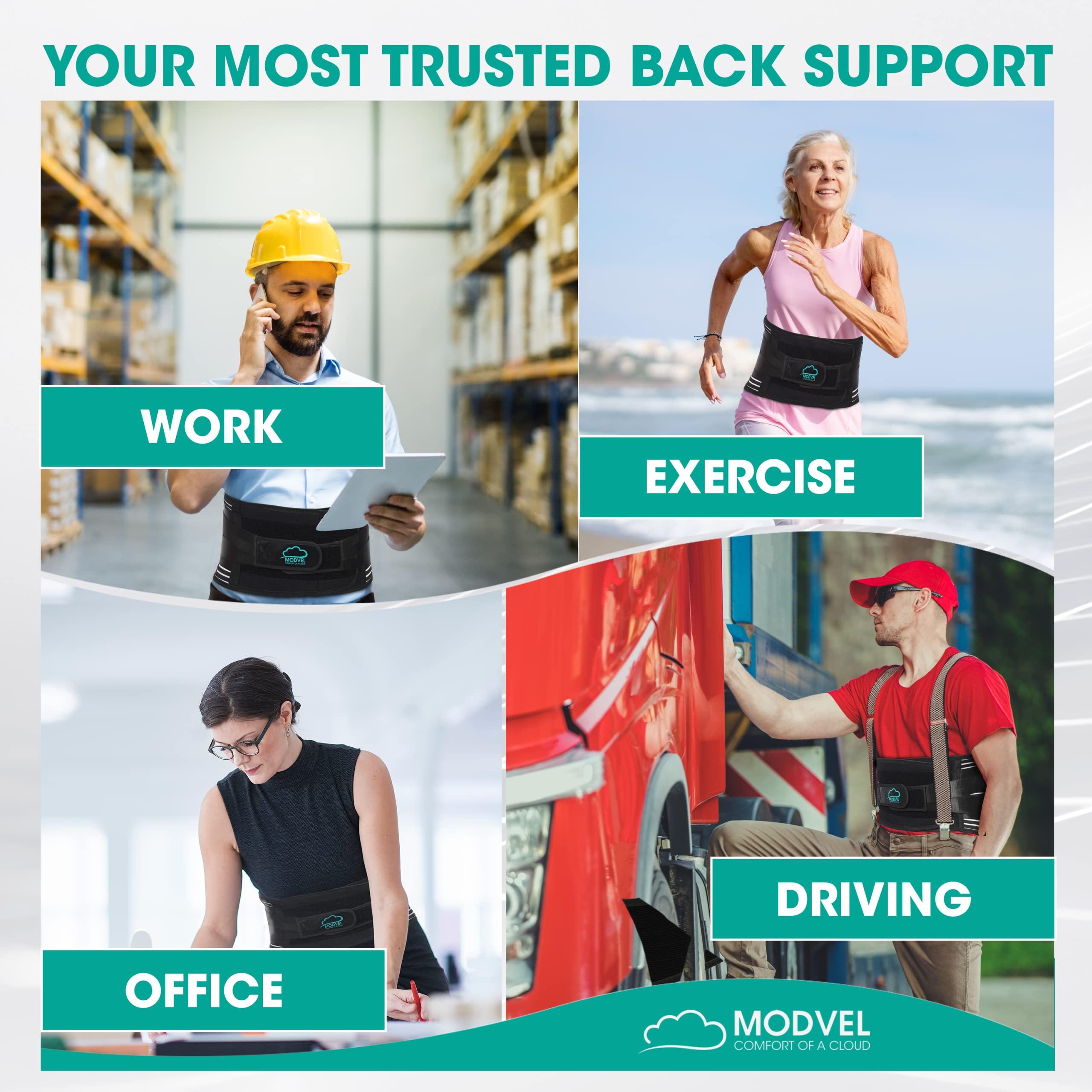 Modvel Modvel Back Braces for Lower Back Pain Relief with 6 Stays, Breathable Back Support Belt for Men/Women for work, Anti-skid lumbar support belt with 16-hole Mesh for sciatica (M)