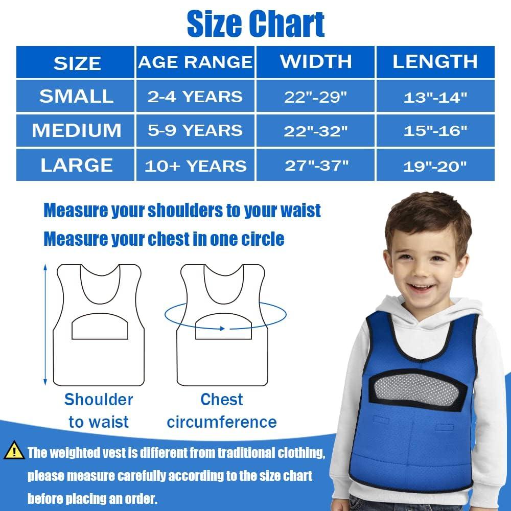 oboist Compression Vest for Kids (Large, Ages 10+) Weighted Vest for Kids Including 6 Removable Weights Navy Blue