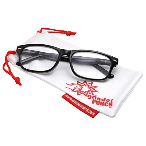grinderPUNCH High Magnification Power Readers Slim Classic Reading Glasses 4.00-6.00 Black/6.00