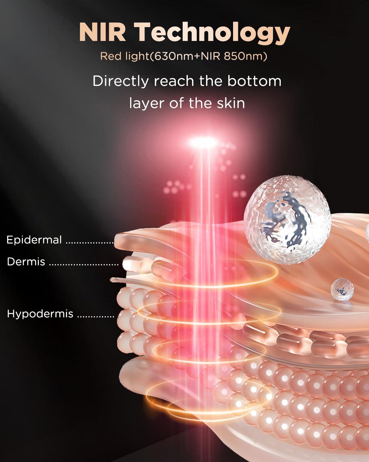 BETNEP Red Light Therapy for Face,3 Modes LED Face Mask Light Therapy,Near-Infrared 850 Red Light Therapy Mask(NIR),Portable,Rechargeable and Remote