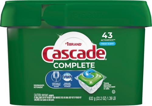 Cascade Cascade Complete Dishwasher Pods, ActionPacs Dishwasher Detergent, Fresh Scent, 43 Count
