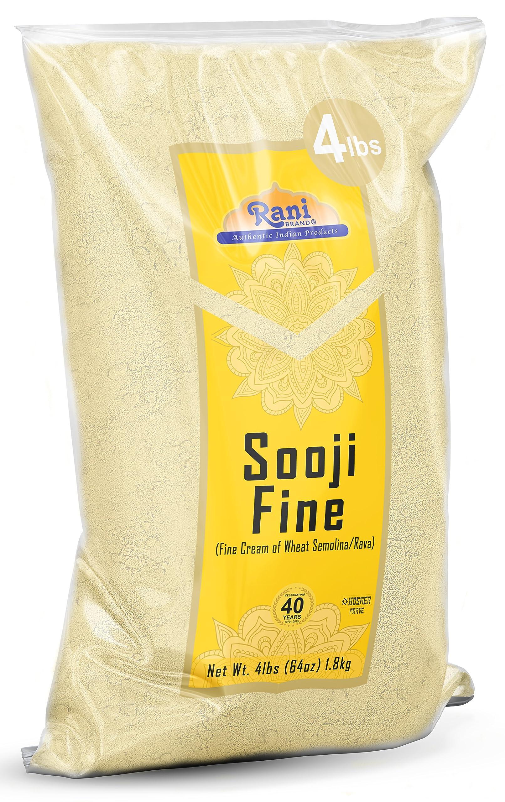 Rani Brand Authentic Indian Products Rani Sooji Fine (Farina, Suji, Rava, Wheat) Flour 64oz (4lbs) 1.81kg Bulk ~ All Natural | Vegan | NON-GMO | Kosher | Indian Origin
