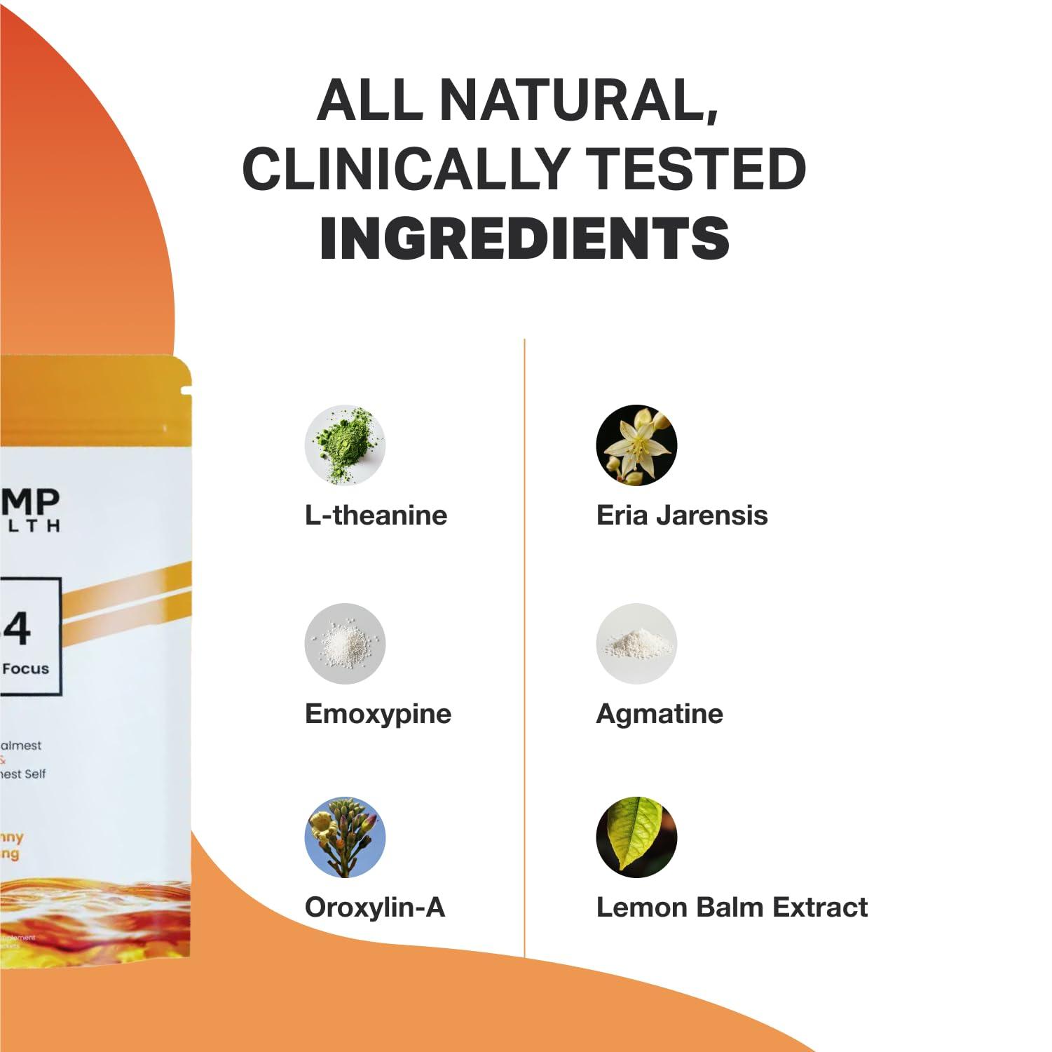 Ramp Health Ramp Health B4 Calm Focus - Brain Supplements for Memory and Focus - Focus Supplement - Brain Supplement - L-Theanine, Lemon Balm Extract and More - Sunny Tang - 20 Count, White
