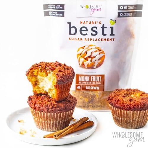 Wholesome Yum Wholesome Yum Besti Natural Brown Sugar Substitute - Keto Brown Monk Fruit Sweetener Blend With Allulose (No Erythritol) - Non GMO, Zero Carb, Zero Calorie, Sugar Free, No Aftertaste (12 oz, 2 Pack)