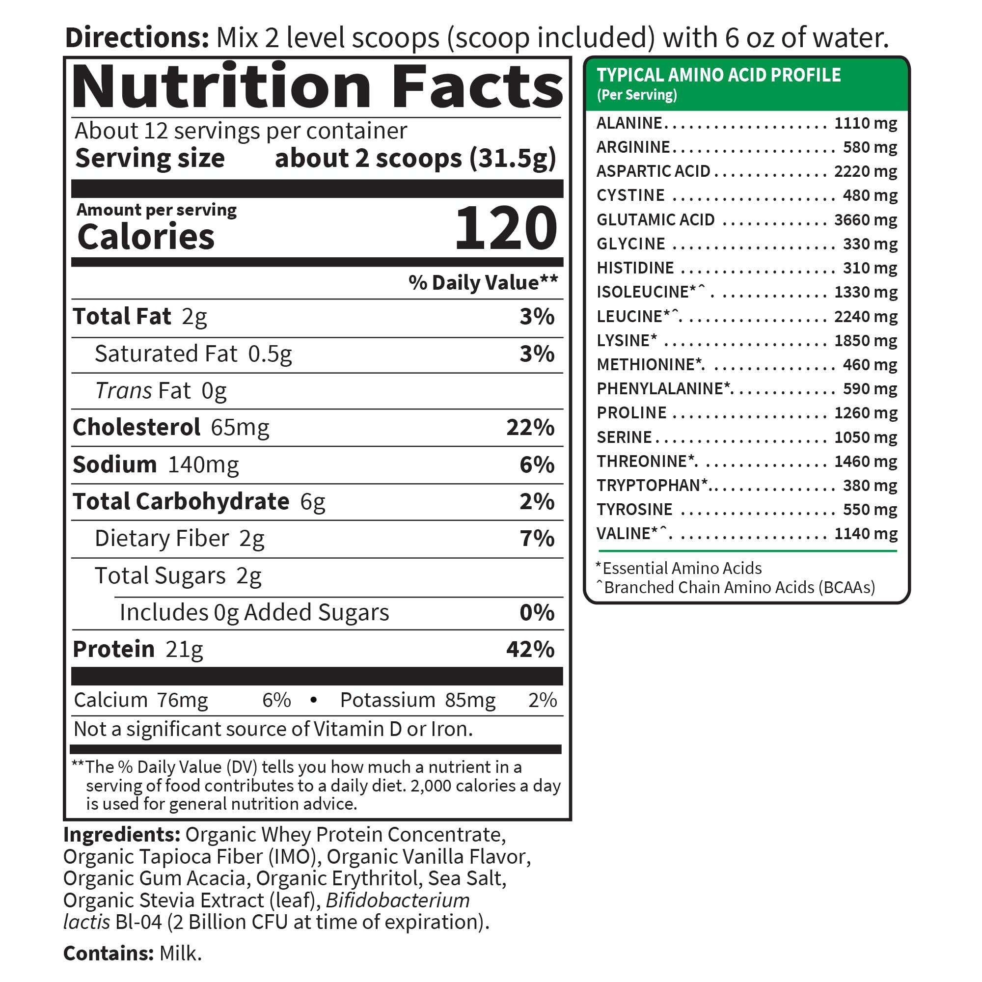 Garden of Life Garden of Life Sport Whey Protein Powder Vanilla, Premium Grass Fed Whey Protein Isolate Plus Probiotics for Immune System Health, 24g Protein, Non GMO, Gluten Free, Cold Processed - 20 Servings