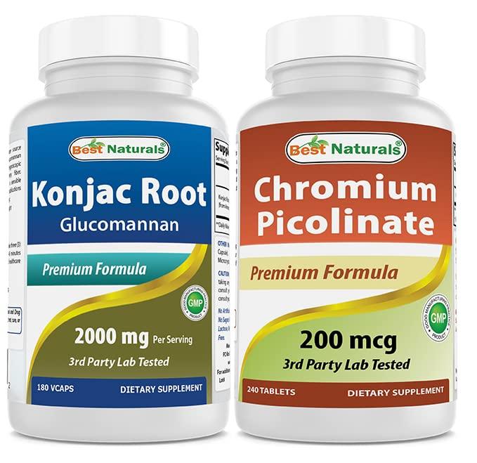 Best Naturals Best Naturals Konjac Glucomannan Root 2000 mg & Chromium Picolinate 200 mcg