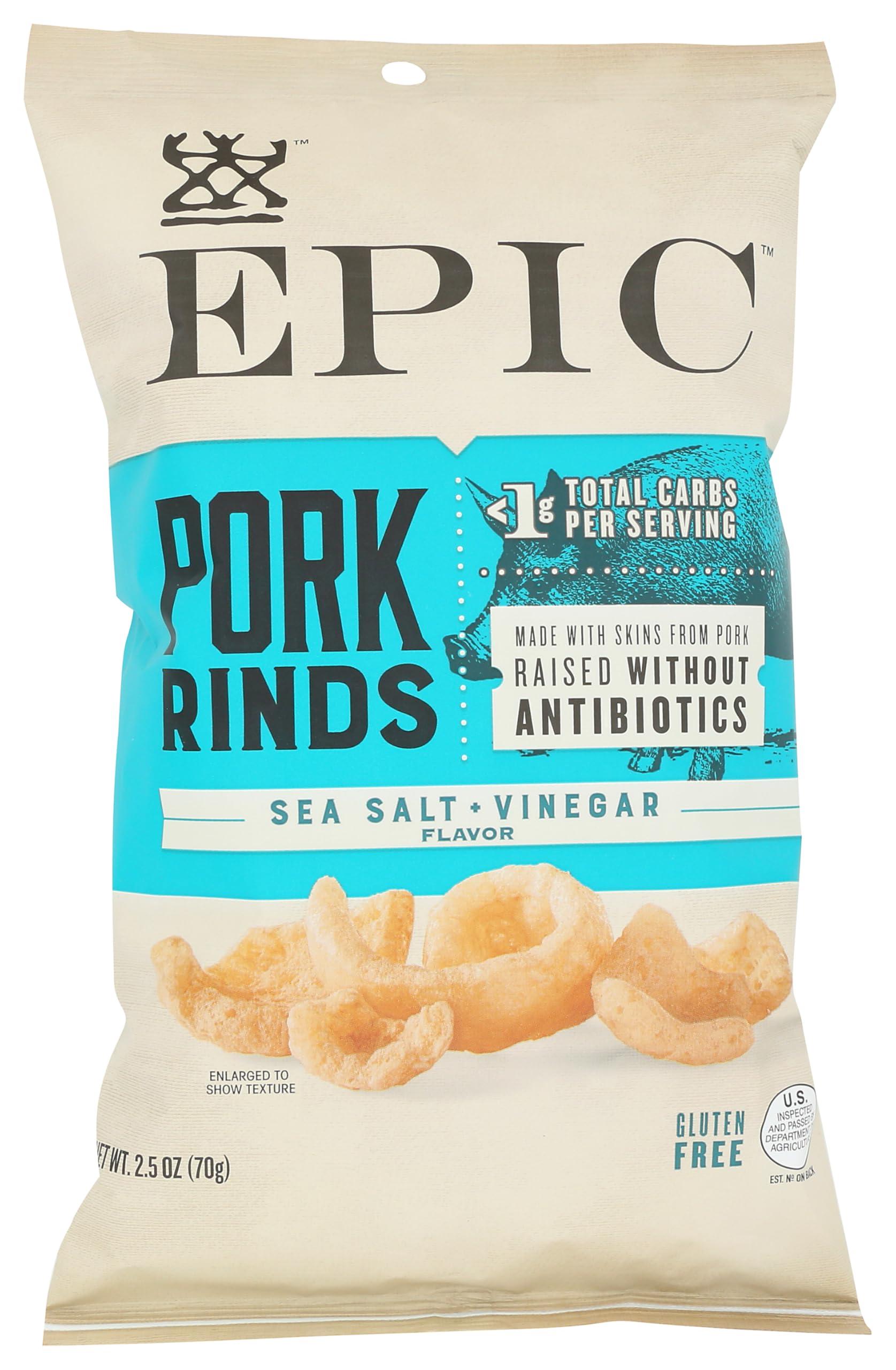Epic EPIC Sea Salt + Vinegar Oven Baked Pork Rinds, Keto Friendly, 2.5 oz