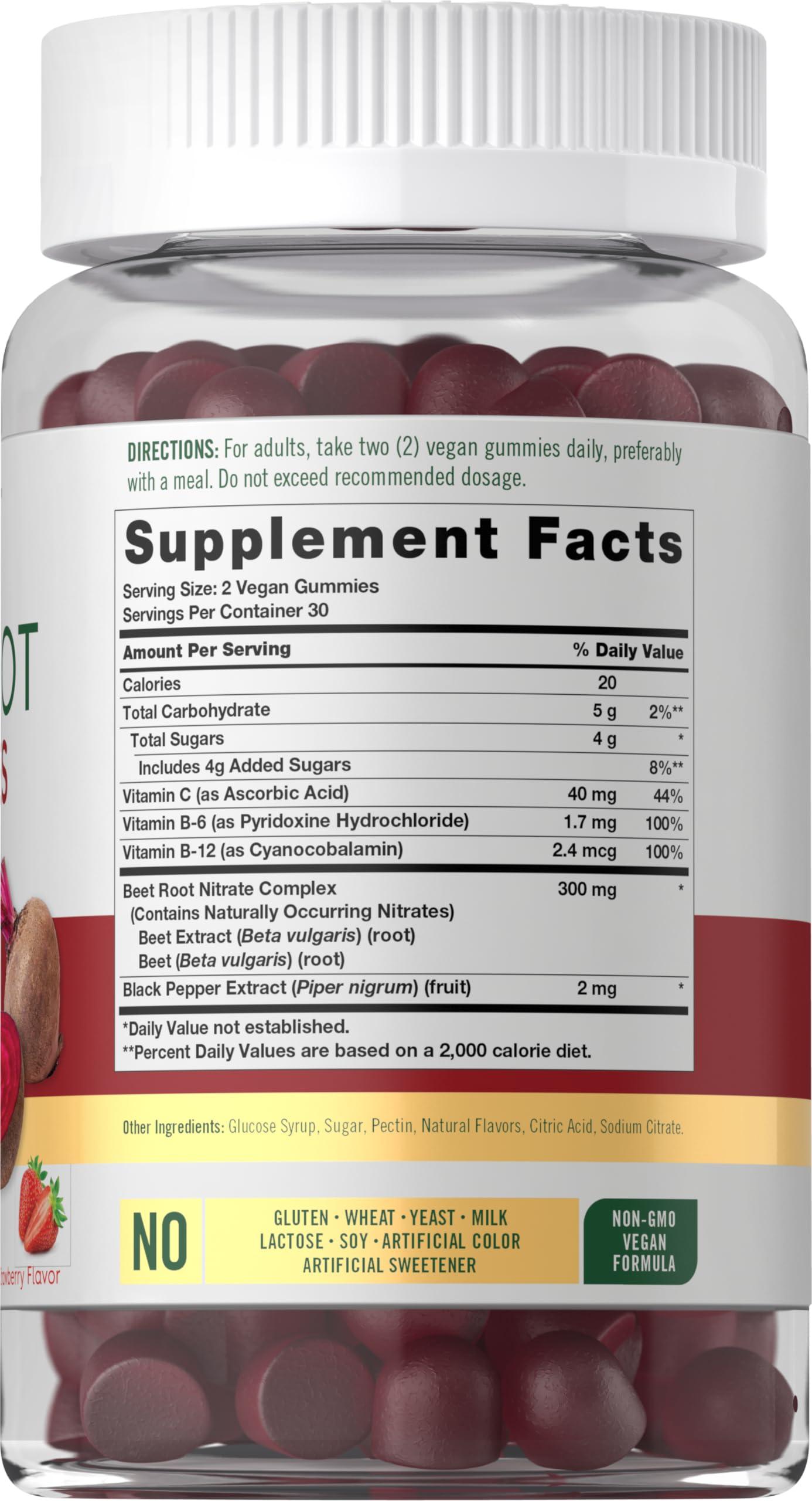 Carlyle Carlyle Beet Root Gummies | 60 Count | Vegan Strawberry Flavored Chewable Supplement | Non-GMO, Gluten Free