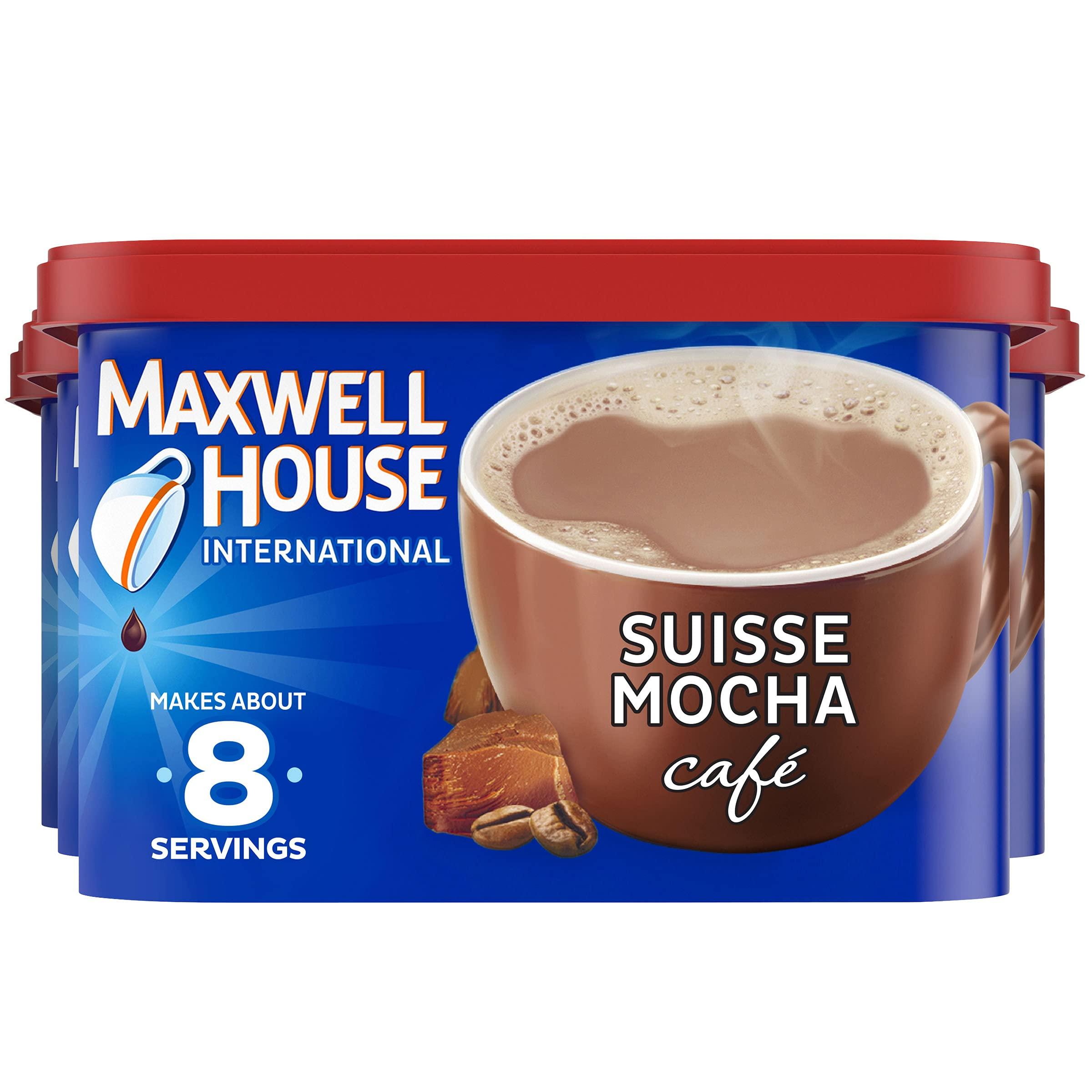 MAXWELL HOUSE Maxwell House International Suisse Mocha Cafe Beverage Mix, Caffeinated, 7.2 oz Can (Pack of 4)