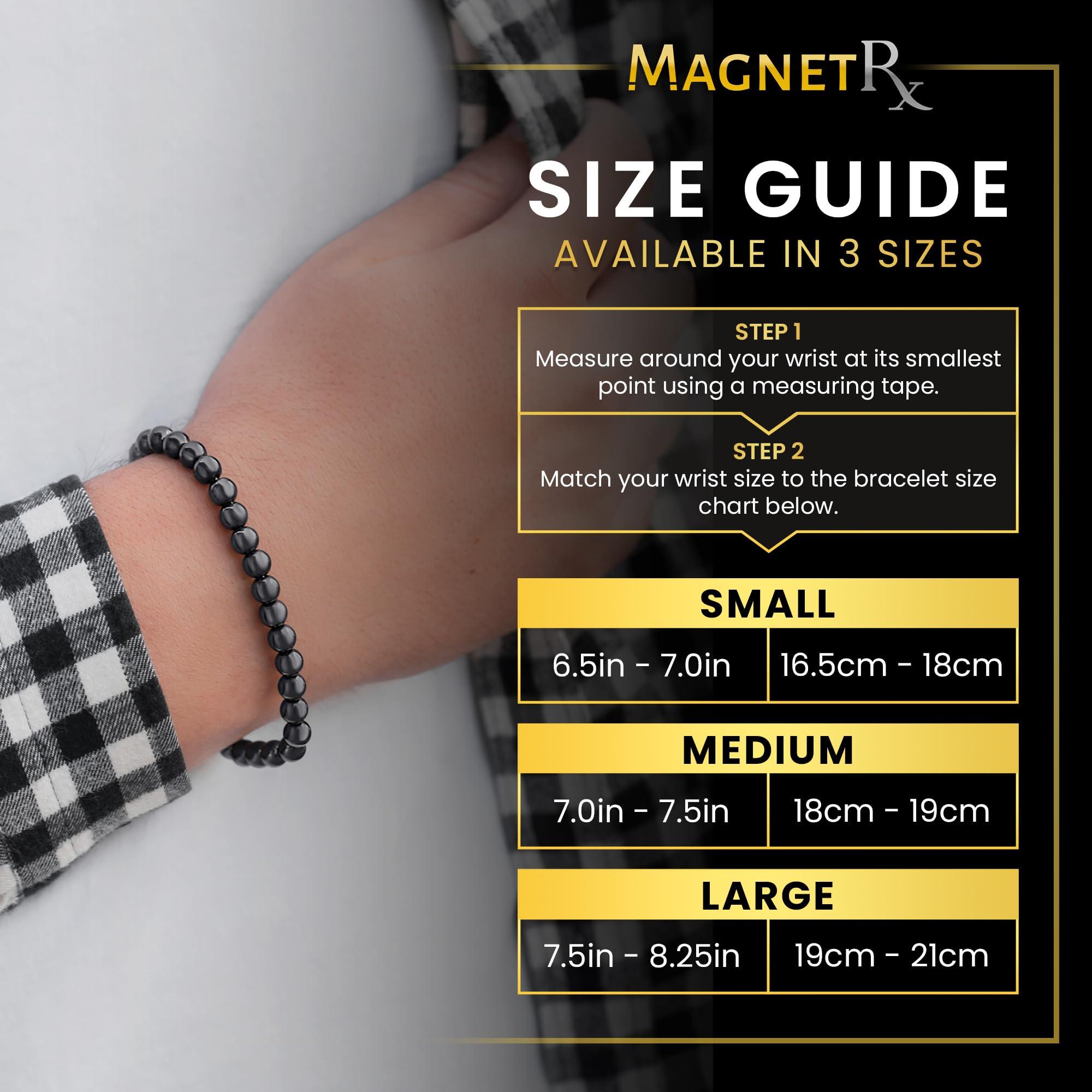 MagnetRX MagnetRX Hematite Magnetic Bracelet  Max Strength Magnetic Stones  Elegant Beaded Hematite Bracelets for Men and Women (Classic | Small)