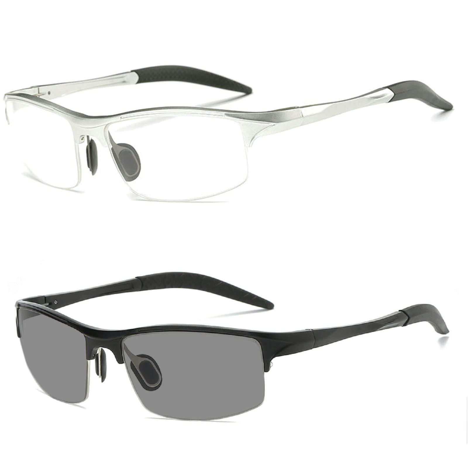 willochra sports cycling full lens Reading Glasses Men Presbyopia Hyperopia Glasses Transition Sun Photochromic Sunglasses Reader (2pcs-black&silver, 1.25, multiplier_x)