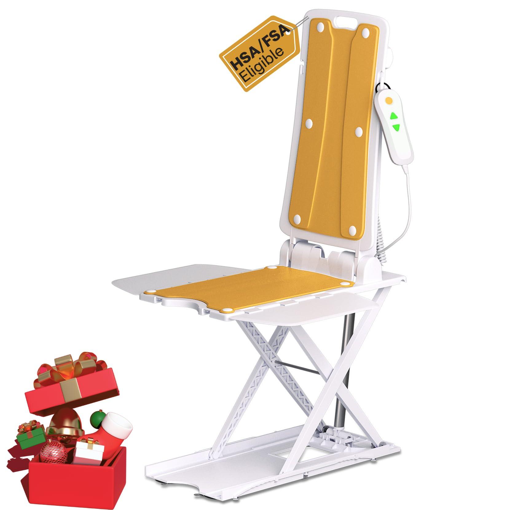 Oiameen Oiameen Electric Chair Lift, Up to 20inch Floor Lift for Elderly Falls with Remote Control, IP68 Waterproof Bath Tub Lift for Seniors, Up to 300lbs Lift Chair, for Home Floor Bathtub, 2nd Gen Version