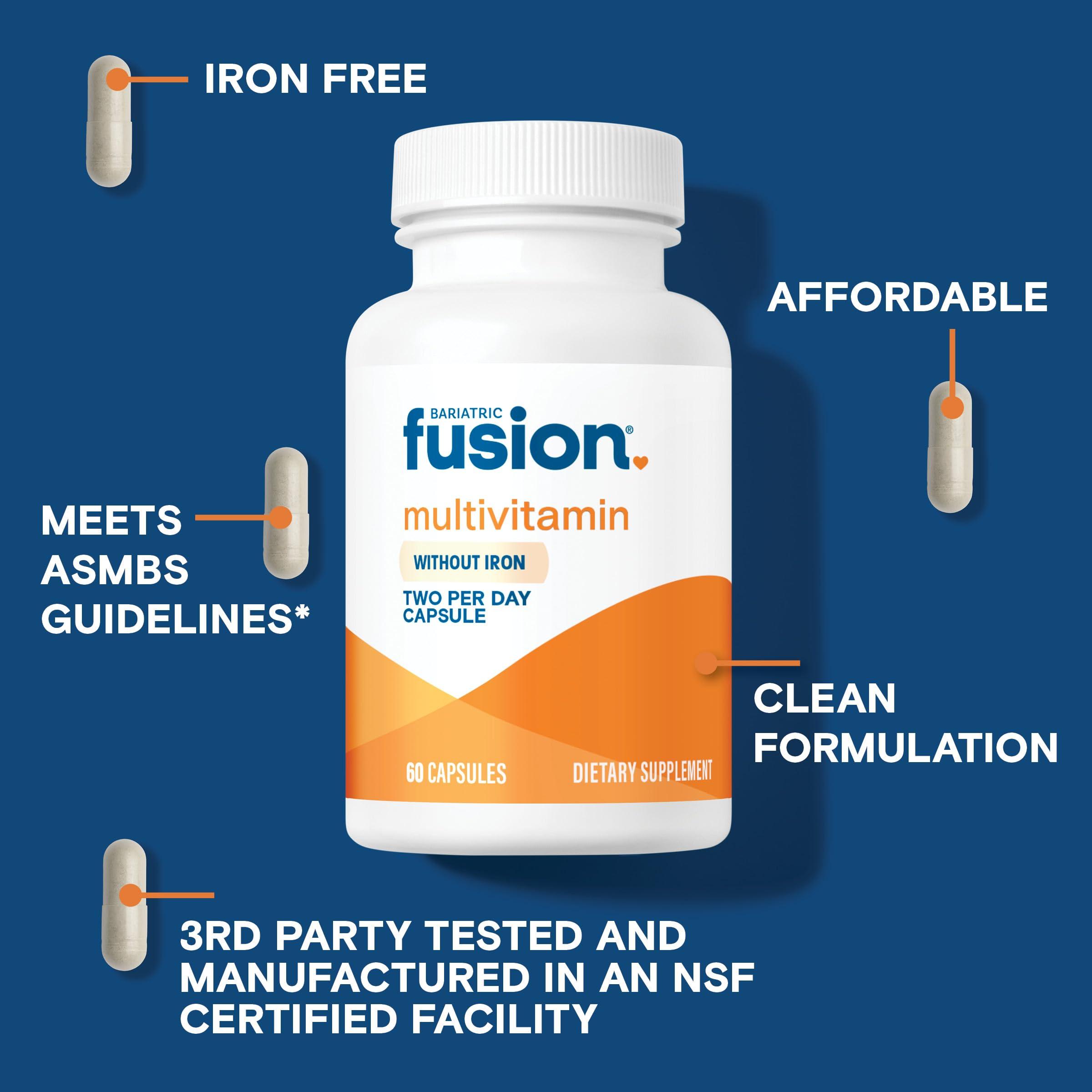 Bariatric Fusion Bariatric Fusion Bariatric Multivitamin without Iron | Post Bariatric Surgery Patients | Iron Free Bariatric Vitamin for Gastric Bypass and Sleeve Gastrectomy | 60 Capsules | 1 Month Supply