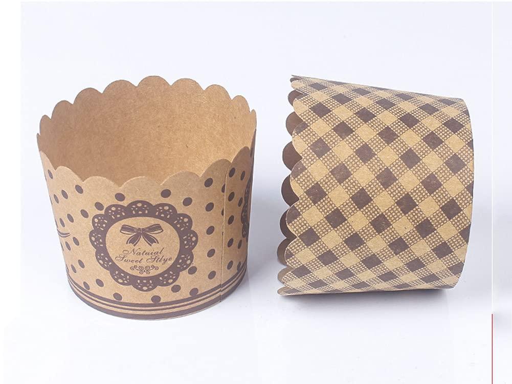 AKOAK AKOAK 50 Pcs Baking Muffin Paper Baking Bups, Brown Kraft Paper Cupcakes, Greaseproof Paper Baking Cups, Suitable for Birthday Parties, Weddings, Graduation Parties, Cupcake Packaging (Square)