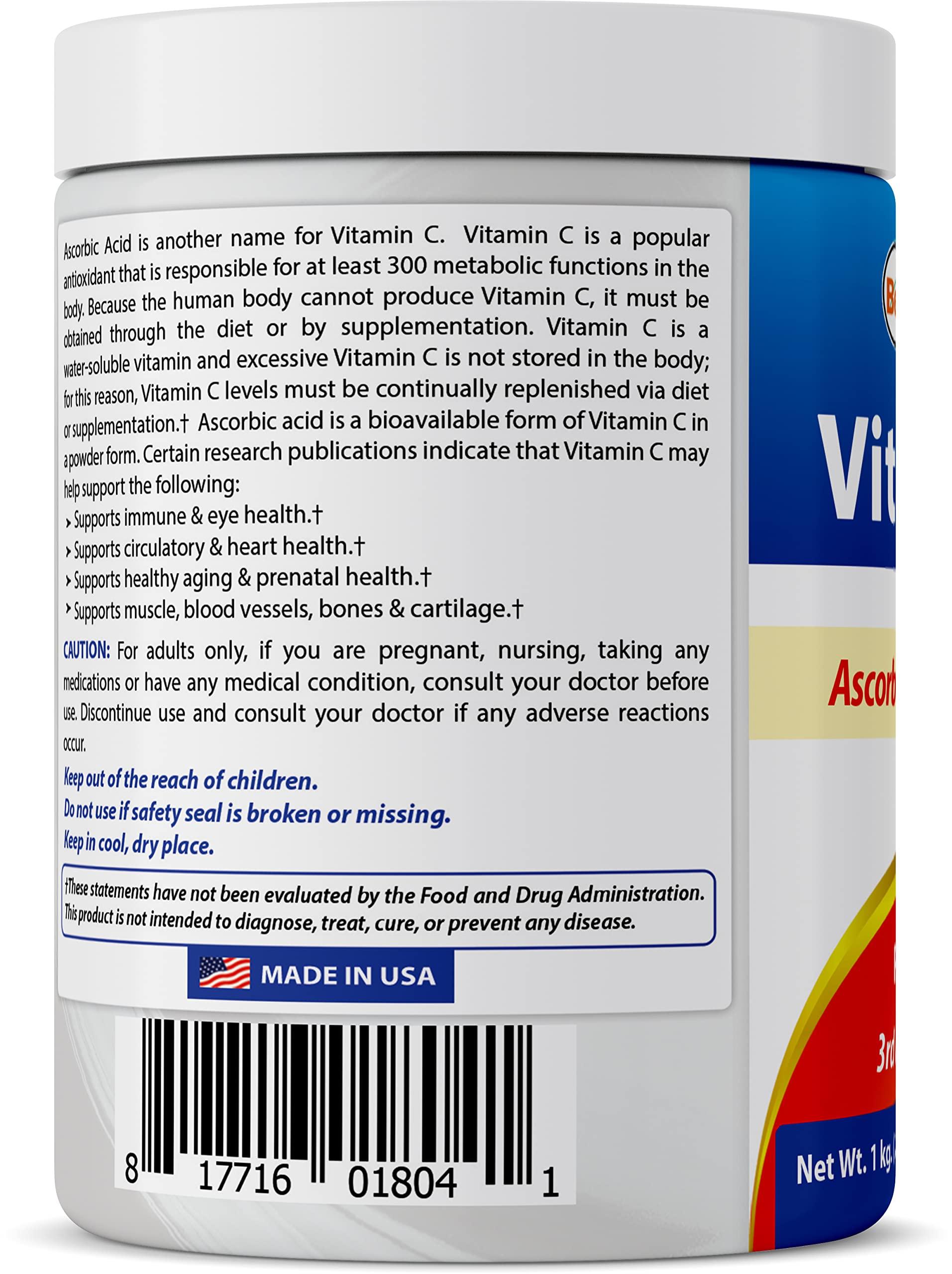 Best Naturals Best Naturals 100% Pure Vitamin C Powder Non-GMO 1 lb (454 Grams) Powder (Also Called Ascorbic Acid) (1 LB (Pack of 3))