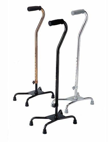Medline Medline Aluminum Quad Cane with Large Base, Foam Handle, Chrome - Reliable Walking Aid for Enhanced Mobility, Pack of 2