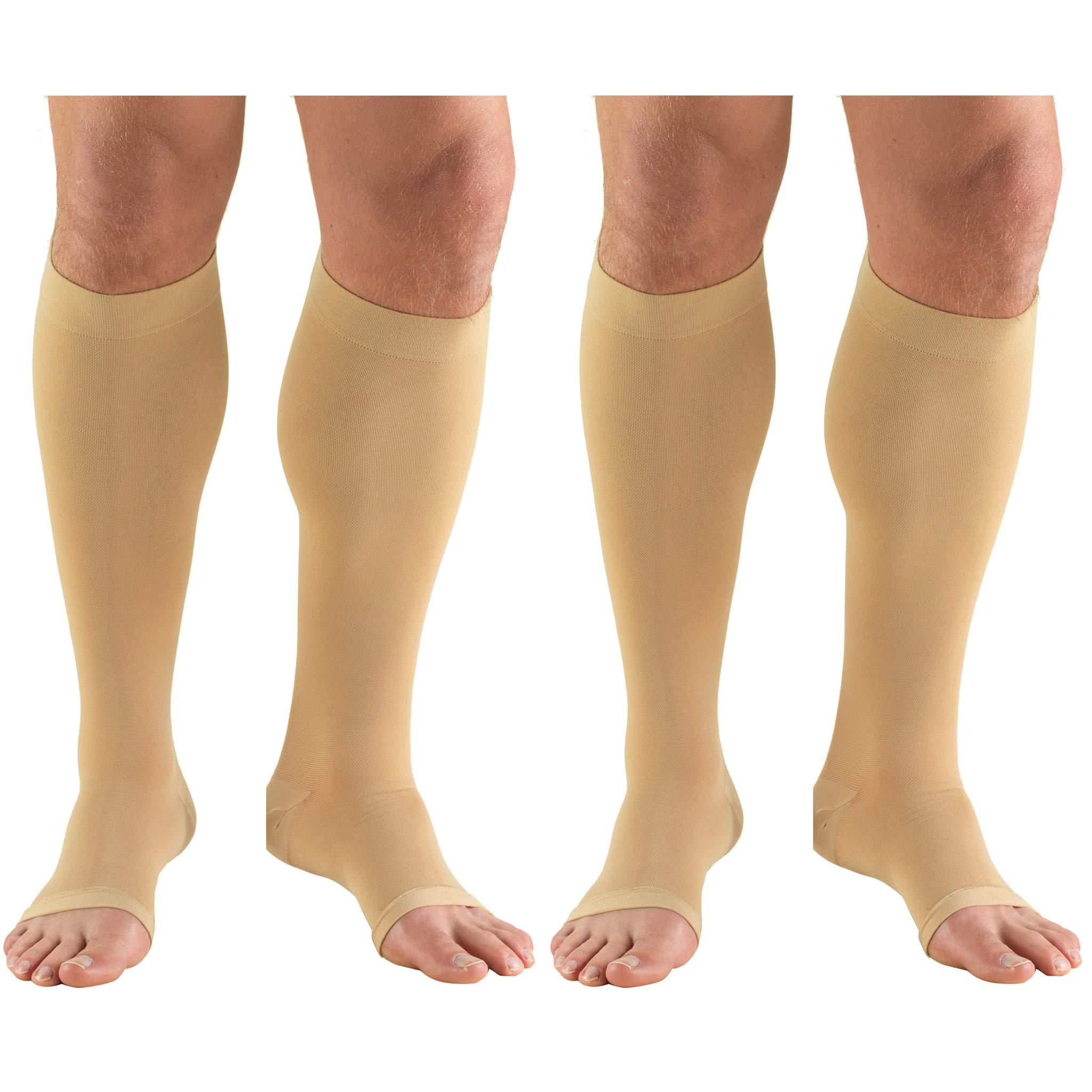 Truform Truform Compression 20-30 mmHg Knee High Open Toe Stockings Beige, X-Large - Short, 2 Count (0865S-XL 2PK)