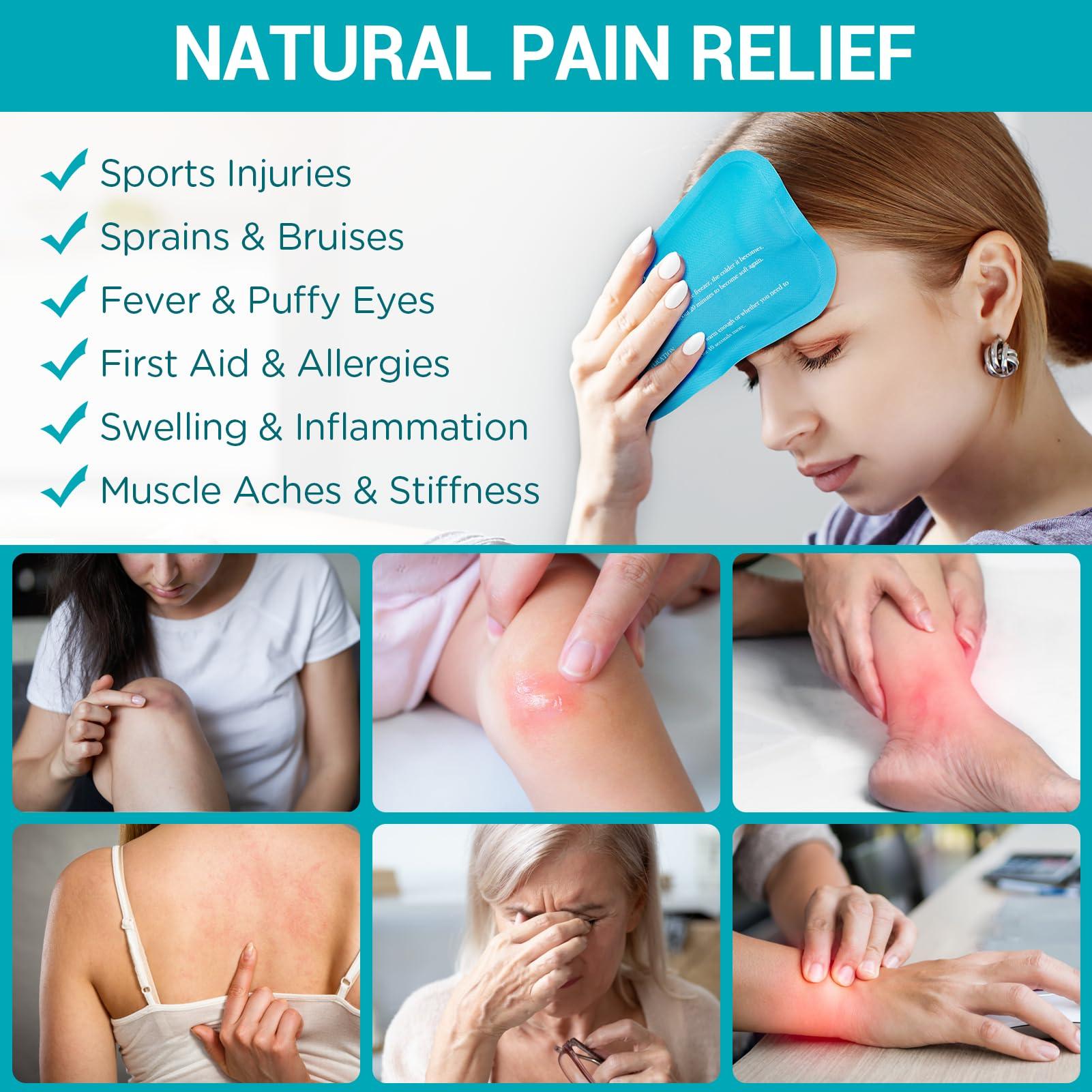 AlierGo Comfytemp Gel Ice Packs for Injuries Reusable 8 Pack, FSA HSA Approved, Hot and Cold Compress for Pain Relief, Small Ice Packs for Headaches, Wisdom Teeth,Breastfeeding, First Aid, for Kids Adults