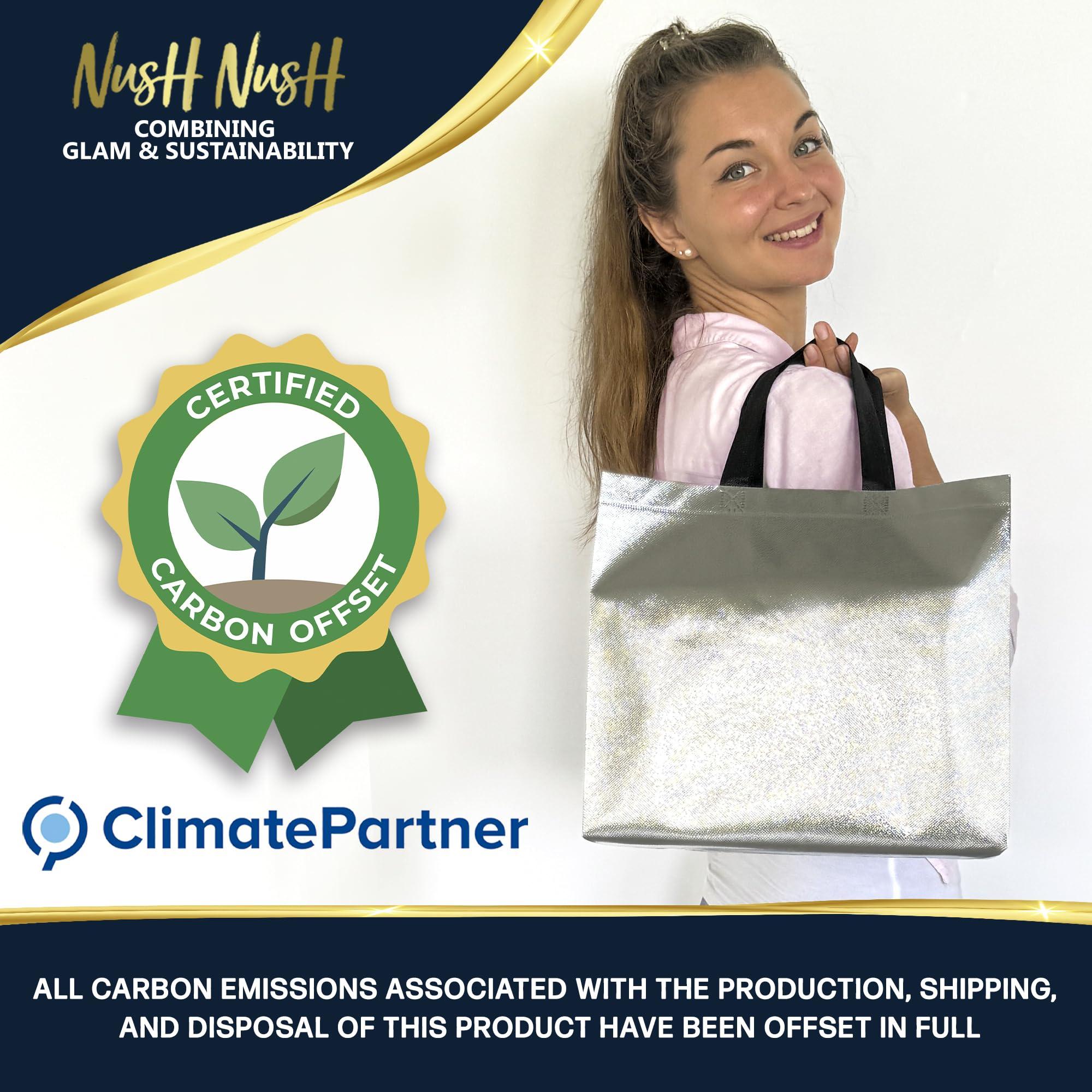 Nush Nush Nush Nush Silver Gift Bags Large Size Set of 30 Silver Reusable Gift Bags in Bulk - Goodie Bags, Christmas Gift Bags With Handles, Party Favor Bags, Gift Bags For Small Business 13Wx5Dx11H Size