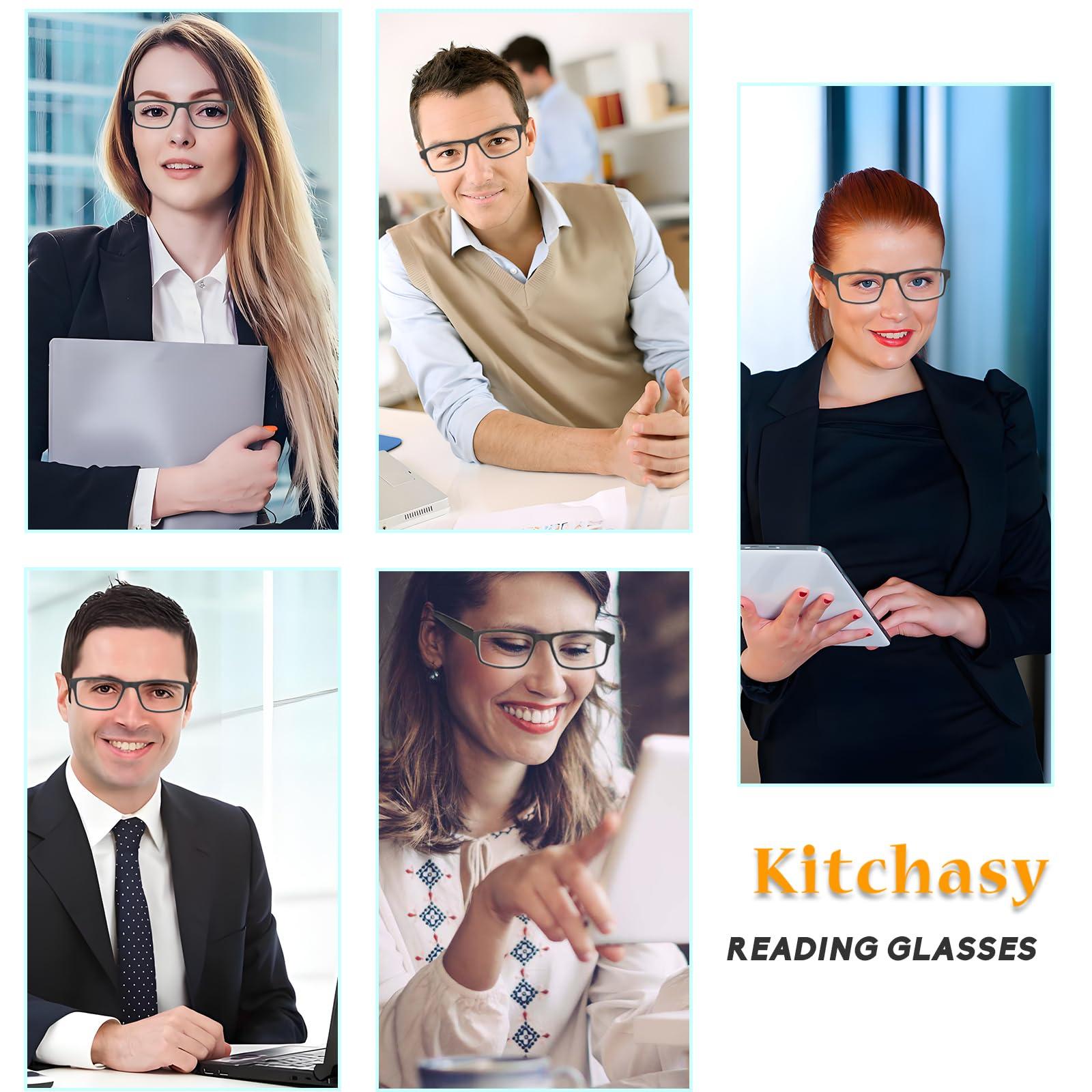 Kitchasy Kitchasy 2 Pack Reading Glasses, Classic Black Frames Blue Light Blocking Readers,Filter UV Ray/Glare Computer Reading Glasses, Lightweight Spring Hinges Eyeglasses for Women Men(2-pack Black,2.0)