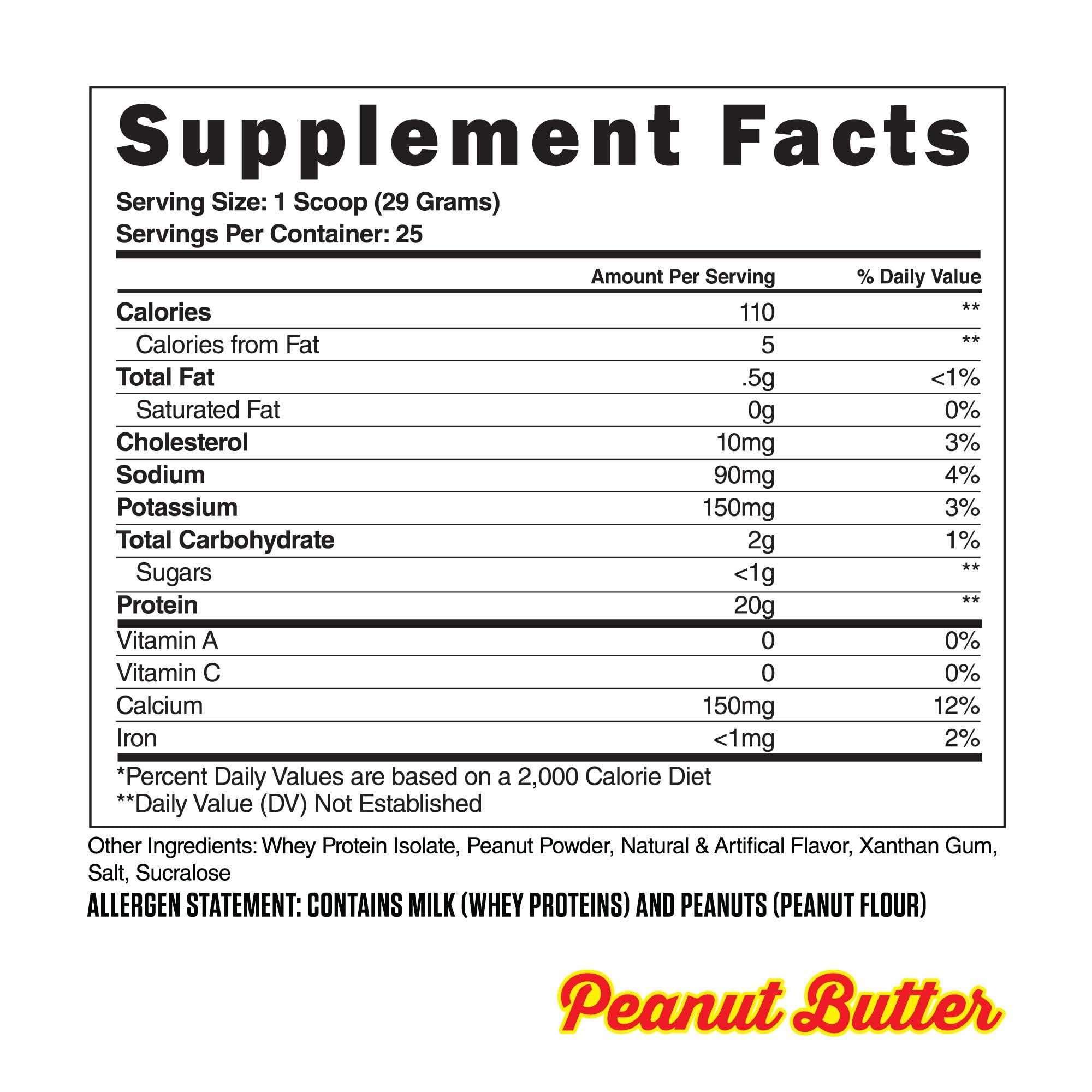Steel Supplements Steel Supplements Whey-Iso | Whey Isolate Protein Powder | Fast Absorbing | Lean Muscle Growth | Easy Digestion | Gluten Free | Low Carb | 25 Serving (Peanut Butter)