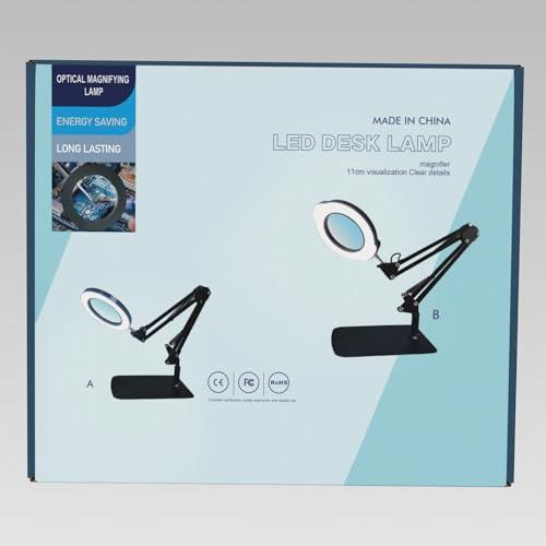 Soobuygoo 15X Magnifying Glass with Light, Table Lamp with Stand and Clamp, 2-in-1 LED Desk Lamp with Magnifier, 3 Color Modes, 72 LEDs, Real Glass Lens for Close Works, Craft, Hobby, Painting, Reading, Repair