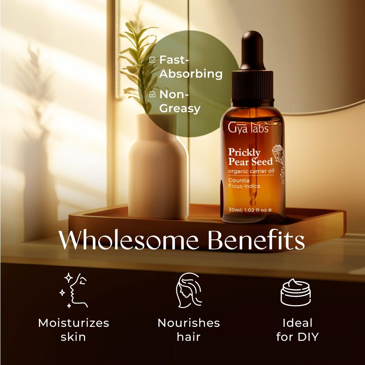 Gya Labs Gya Labs Organic Prickly Pear Seed Oil for Face - 100% Pure Natural Prickly Pear Carrier Oil for Skin, Hair, Nails (1 Fl Oz)