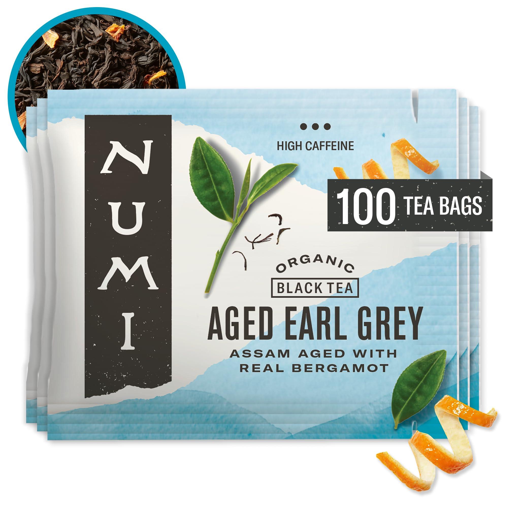 Numi Numi Organic Aged Earl Grey Tea, 100 Tea Bags, Black Tea With Bergamot Orange, Caffeinated