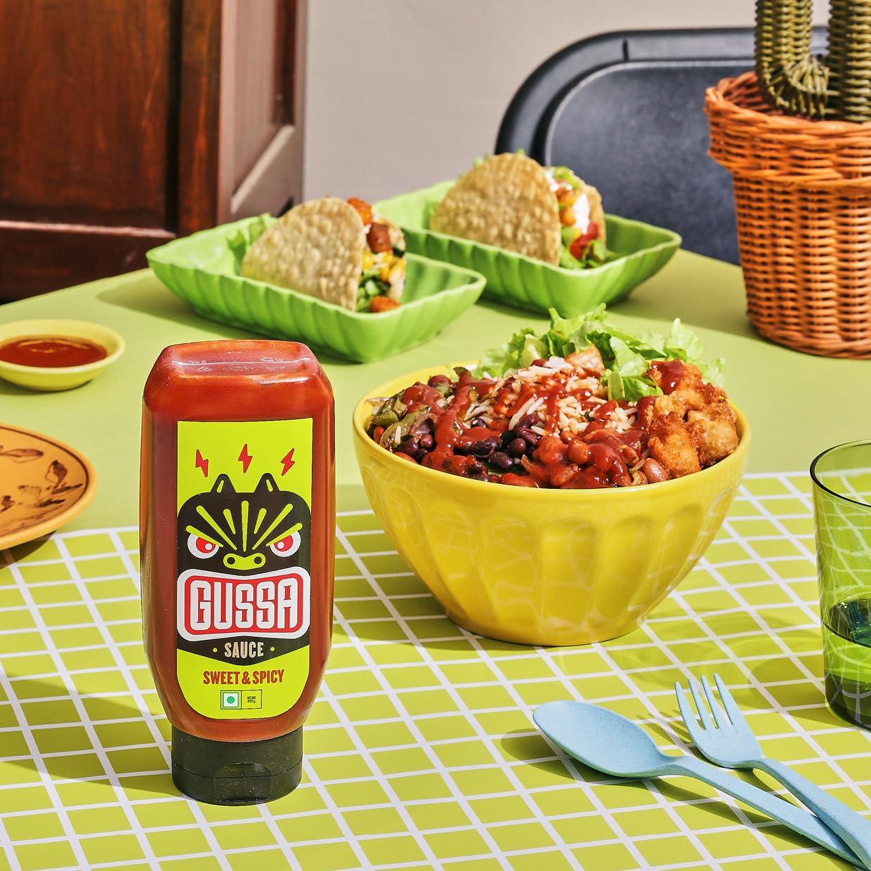 Gussa GUSSA Sauce 16 oz - Sriracha Style Sweet & Spicy Sauce - Perfect for Burgers, Wraps, Chicken Wings, Tacos, Salads, Noodles & More. Vegan, Non-GMO, No Preservatives, Gluten-Free, BPA-Free.