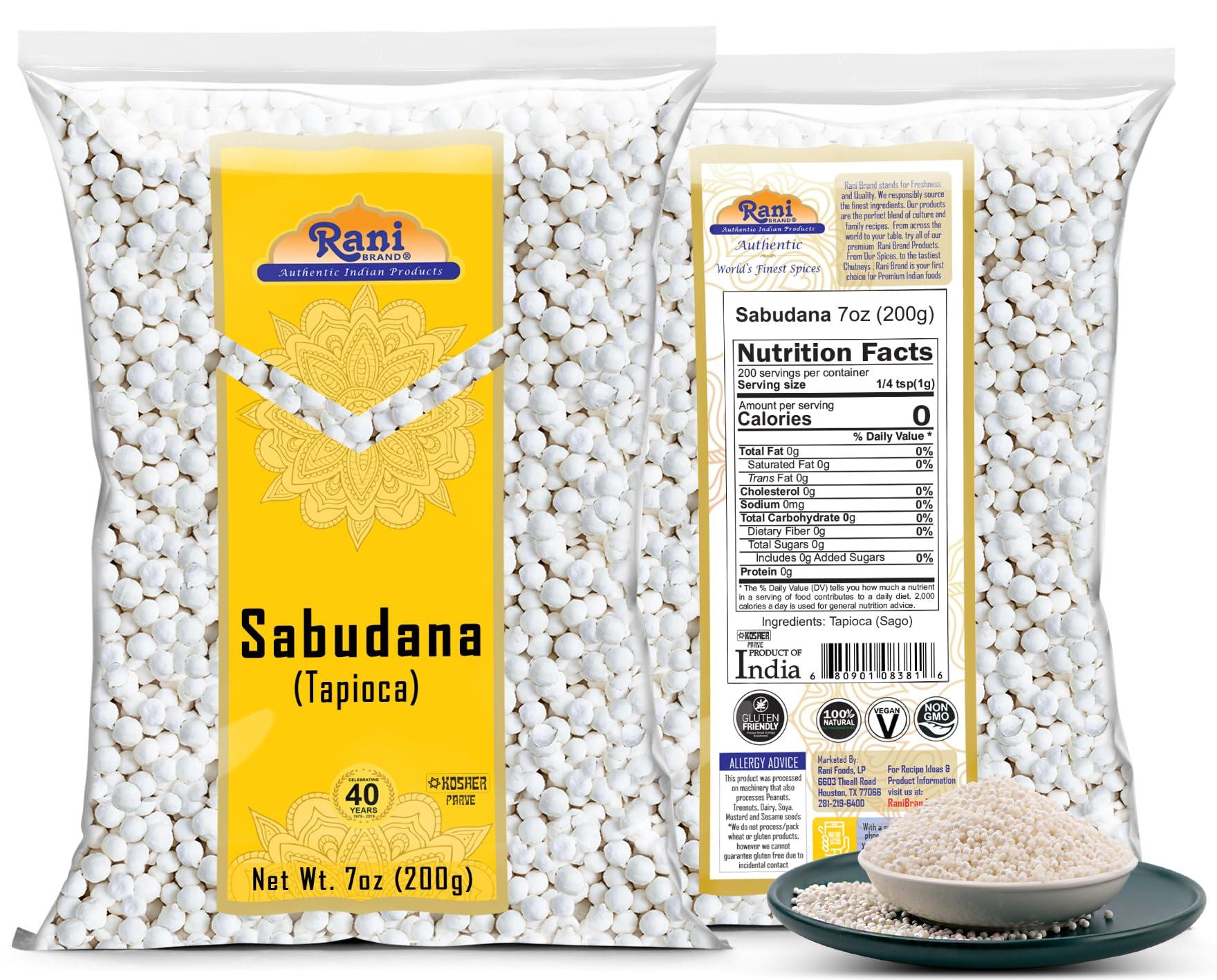 Rani Brand Authentic Indian Products Rani Sabudana (Tapioca/Sago) Pearls 7oz (200g) ~ All Natural | Vegan | No Colors | NON-GMO | Kosher | Indian Origin