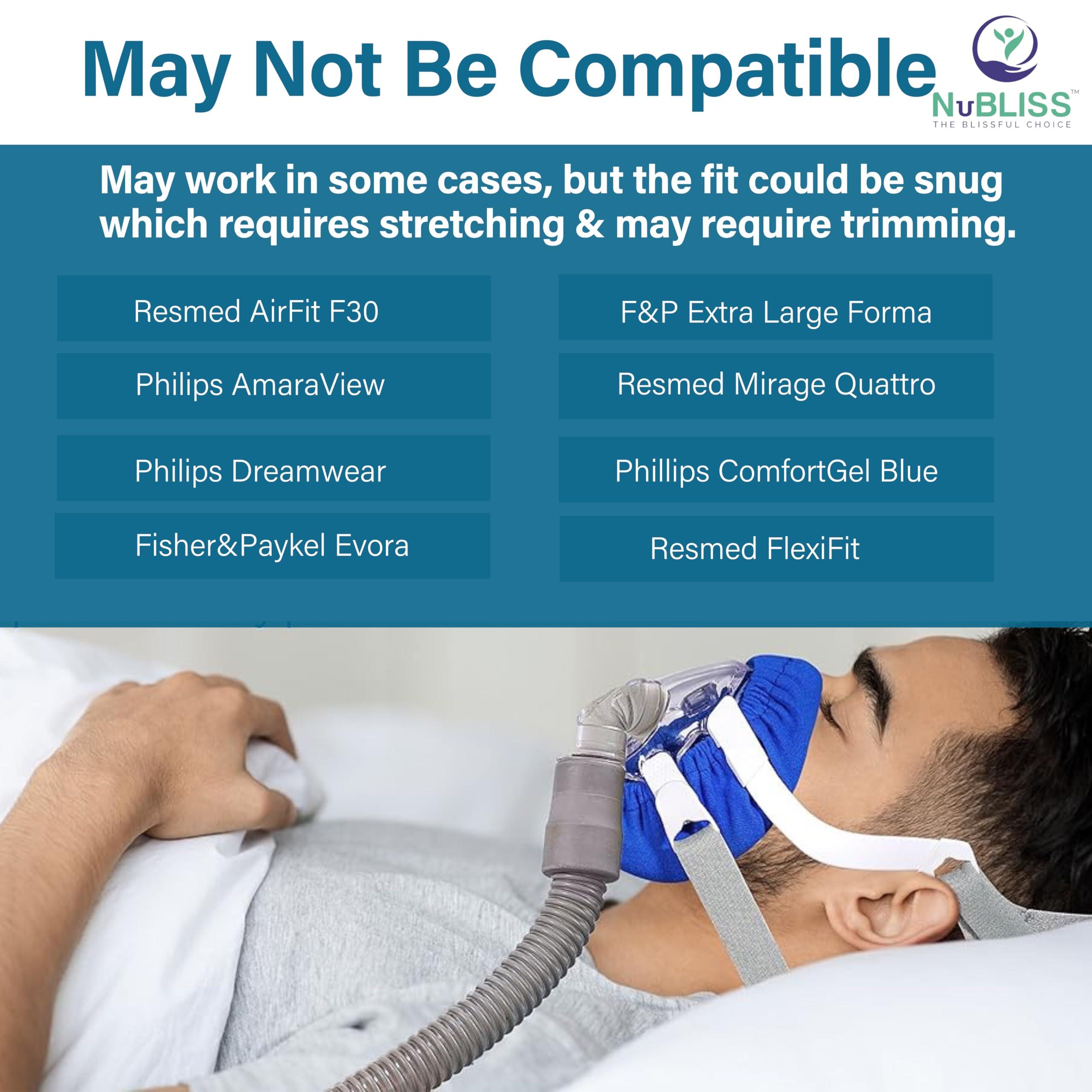 NuBliss CPAP Mask Liners - FSA & HSA Eligible 4-Pack Soft Cushion Mask Cover Compatible with F20 & F10 Mask, A Variety of Nasal Masks, Mouth Masks, and Most Full Face Masks - Washable, Reusable, Lightweight