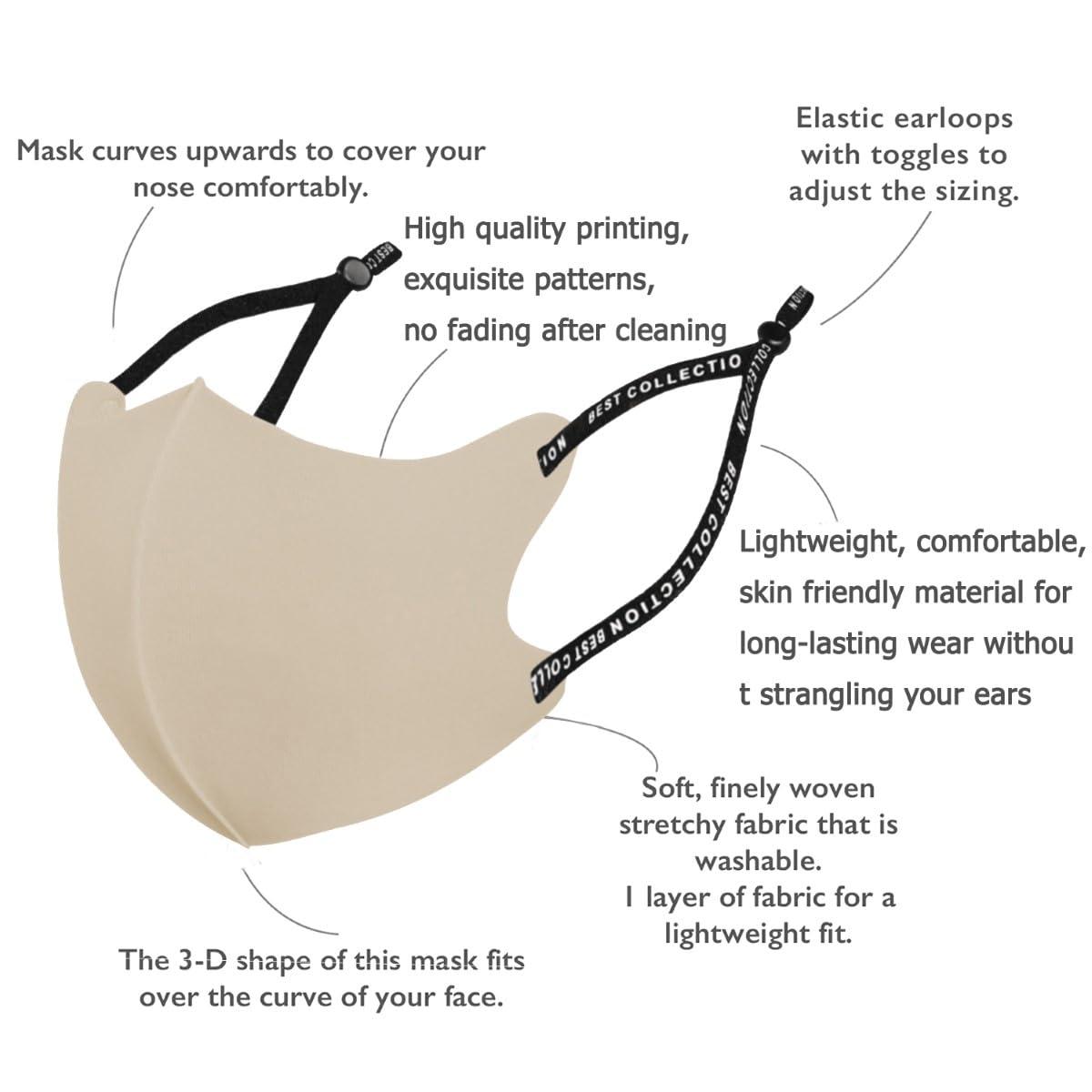 OMG Decor OMG Decor Reusable and Washable Face Masks,Adjustable Ice Silk Cloth Mask,Beautiful Flower Pattern Cloth Face Mask,Pack of 6,S7