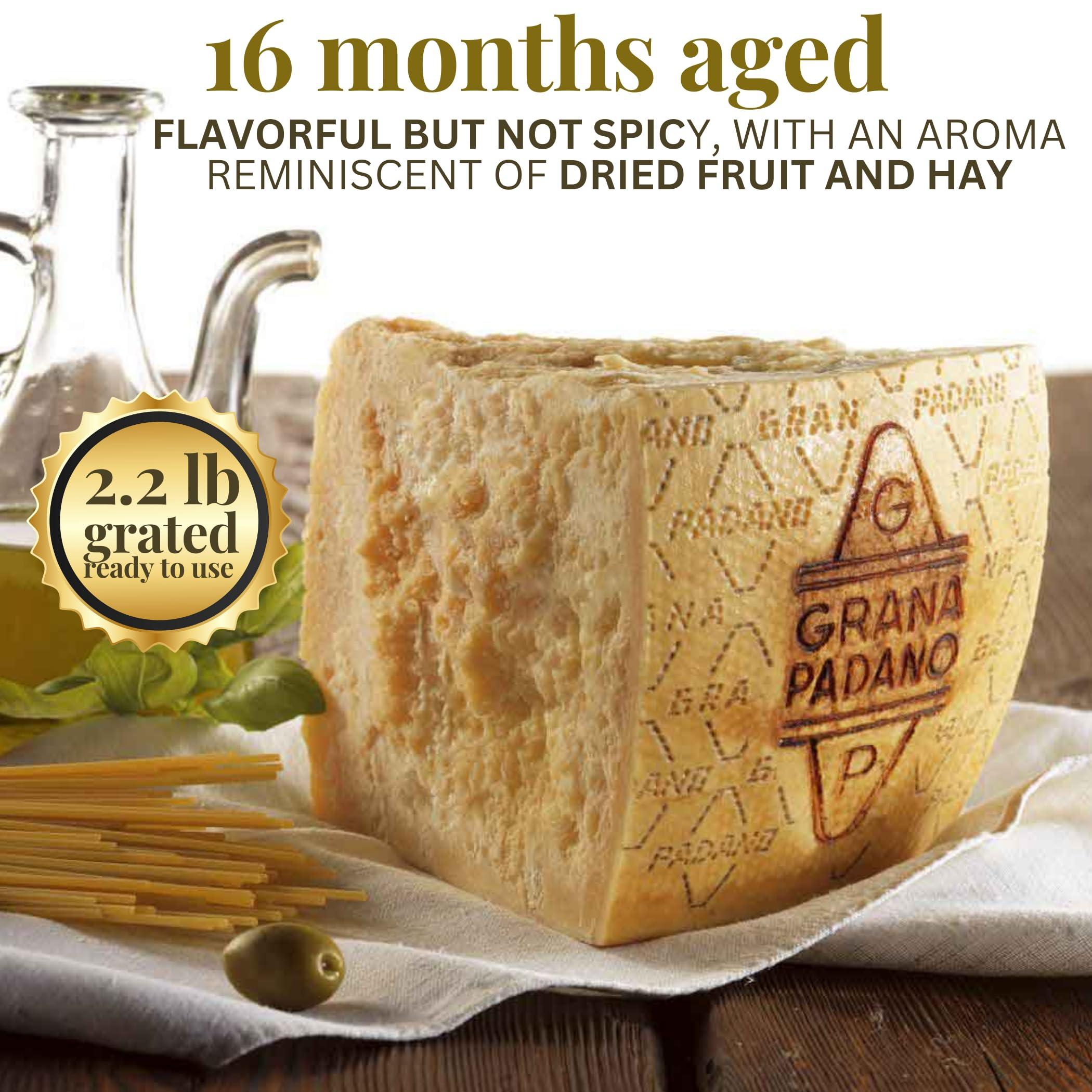 Latteria Soresina Grana Padano Cheese Grated, 1Kg (2.2 lb) - Grana Padano DOP - 16 Months Aged, Authentic Italian Cheese, Imported from Italy