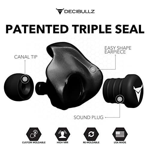 Decibullz - Custom Molded Earplugs, 31dB Highest NRR, Comfortable Hearing Protection for Shooting, Travel, Swimming, Work and Concerts (Black) image-4