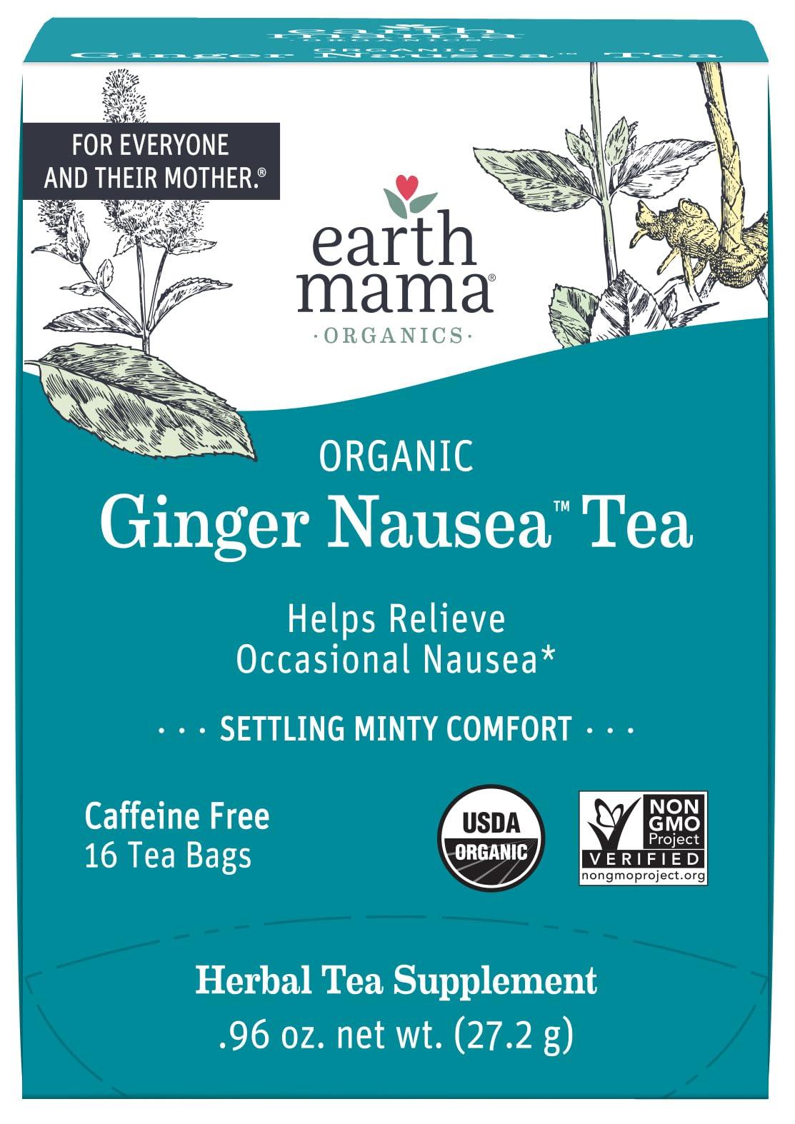 Earth Mama Earth Mama Organic Ginger Nausea Tea | Comforts Occasional Nausea + Morning Sickness, 16 Teabags Per Box