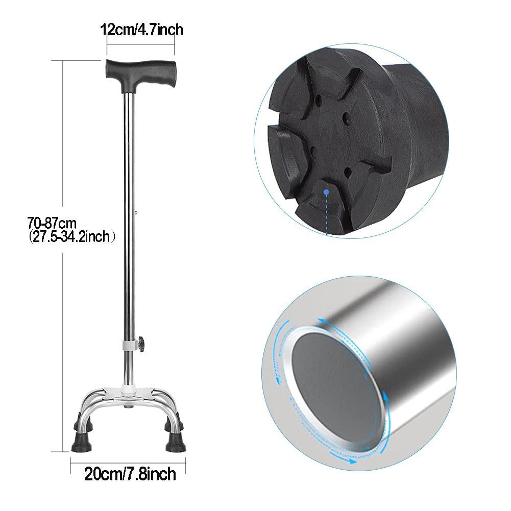 NineLife Basics Quad Cane for Seniors, Lightweight Walking Cane for Men and Women, Stainless Walking Sticks, Balance Mobility Aid, 1 Unit