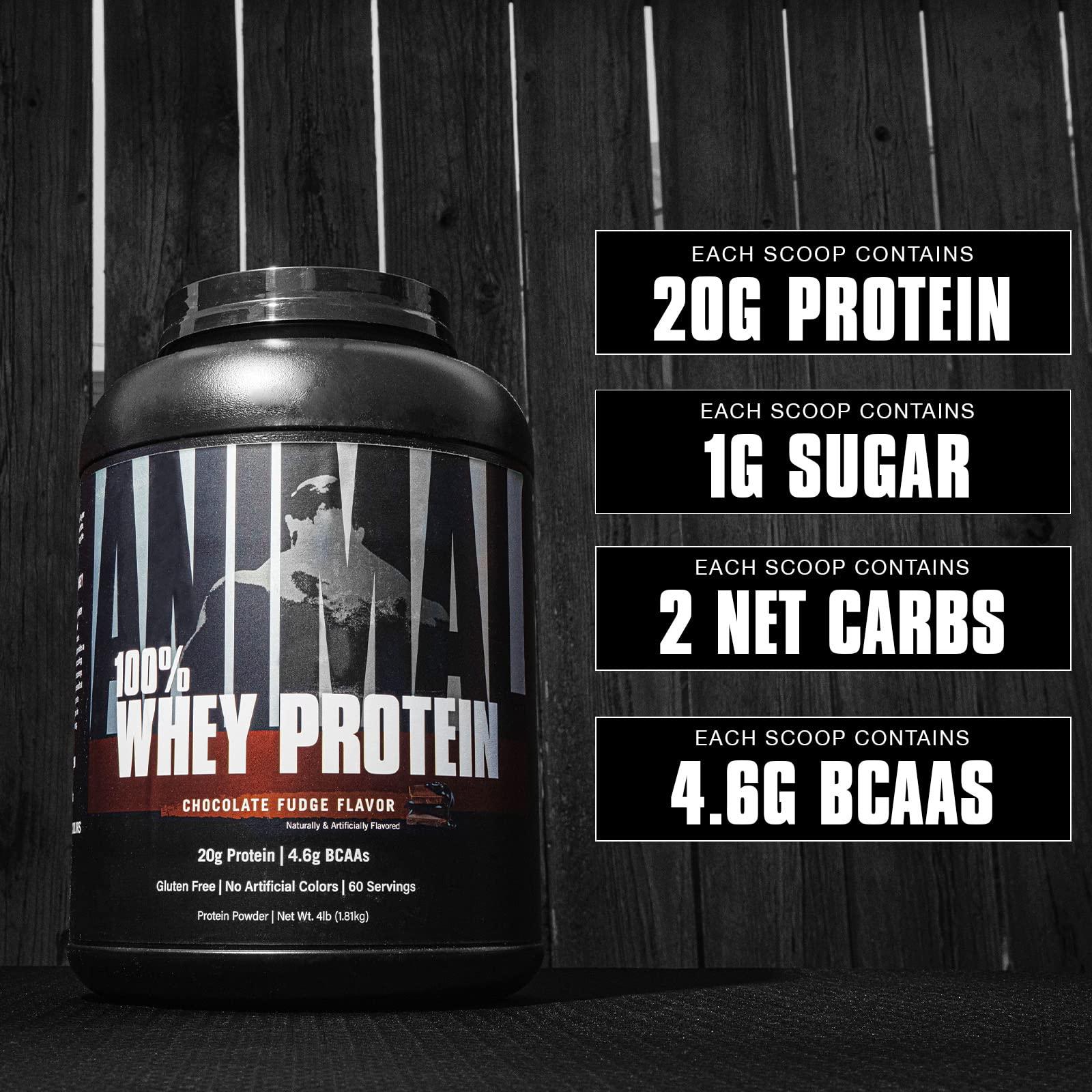 Animal Animal 100% Whey Protein Powder Whey Blend for Pre- or Post-Workout & Pak - Convenient All-in-One Vitamin & Supplement Pack