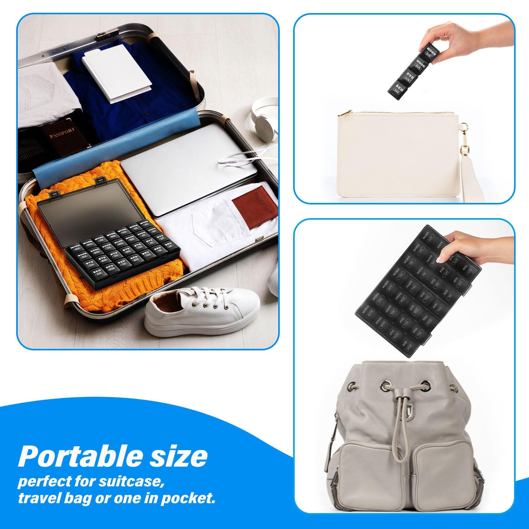 mossime XL Large Weekly Pill Organizer 4 Times a Day, 7-Day Pill Boxes and Organizer AM PM, Big Compartments Pill Case, Monthly Medication Organizer 28 Days Dispenser for Fish OilsB-B