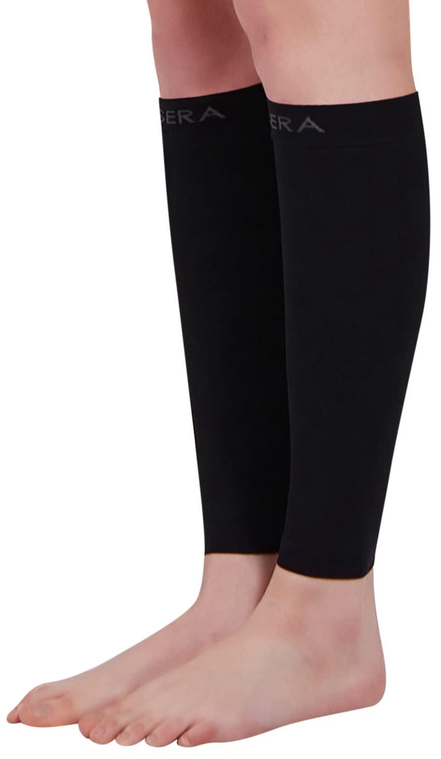 BSERA BSERA Calf Compression Sleeve Women, 2 Pairs 15-20mmHg Calf Support Footless Compression Socks Stockings for Shin Splints, Varicose Veins, Recovery (Black, X-Large)