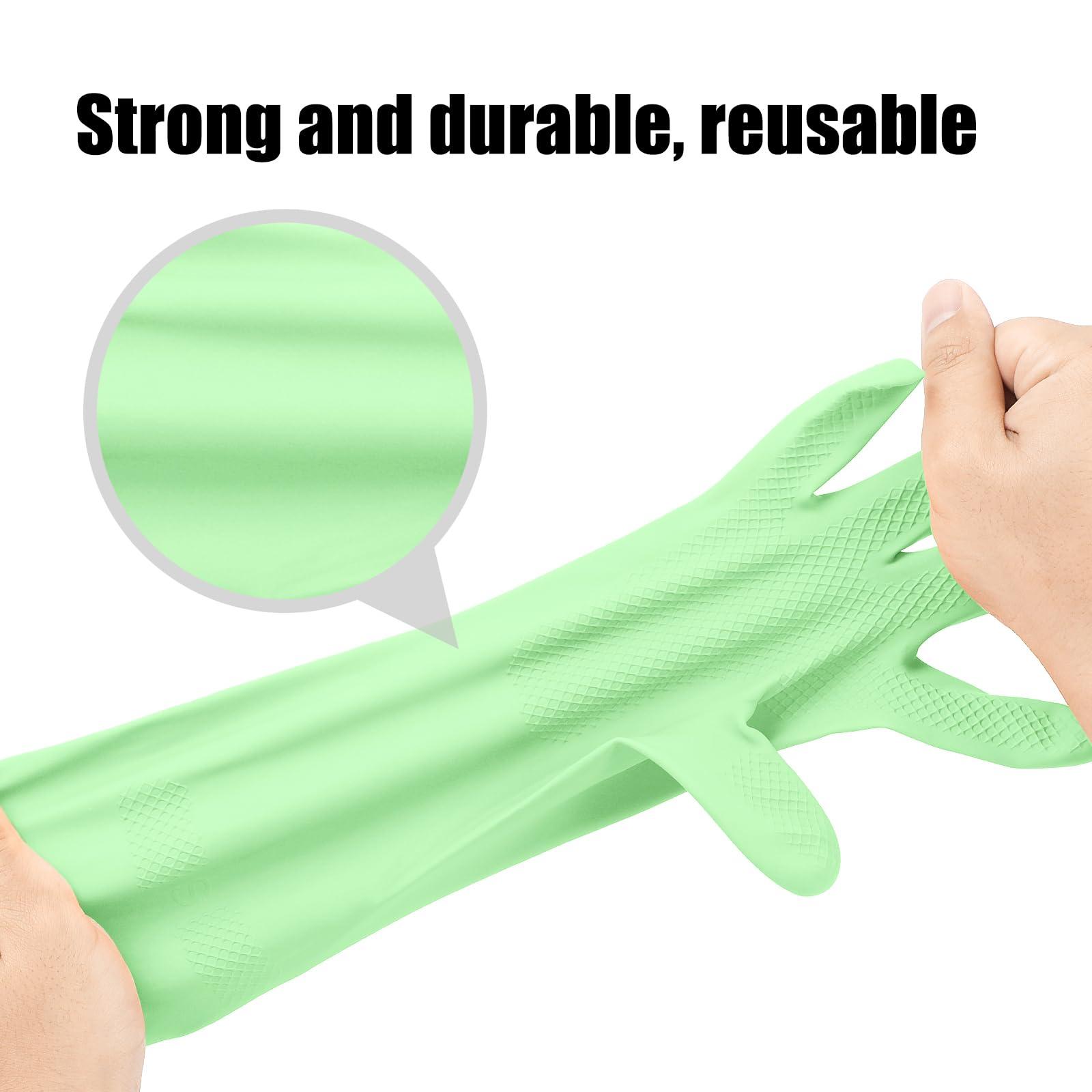 IUCGE IUCGE Rubber gloves cleaning for Household 2 Pairs,Dishwashing gloves for Kitchen dish gloves,Reuseable.(L,Green)